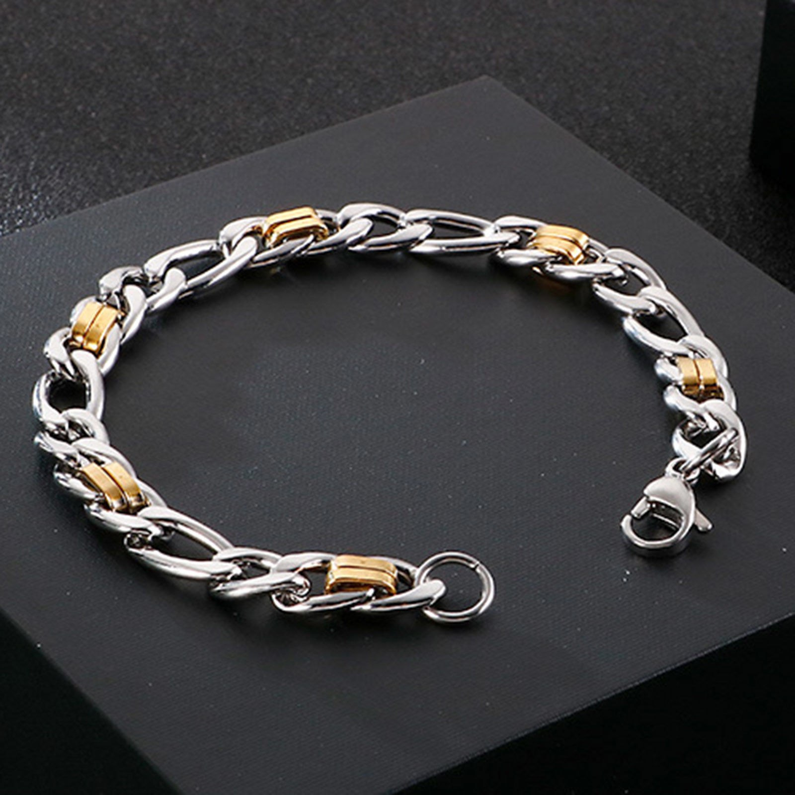 Picture of 304 Stainless Steel Simple Textured Chain Bracelets Silver Tone