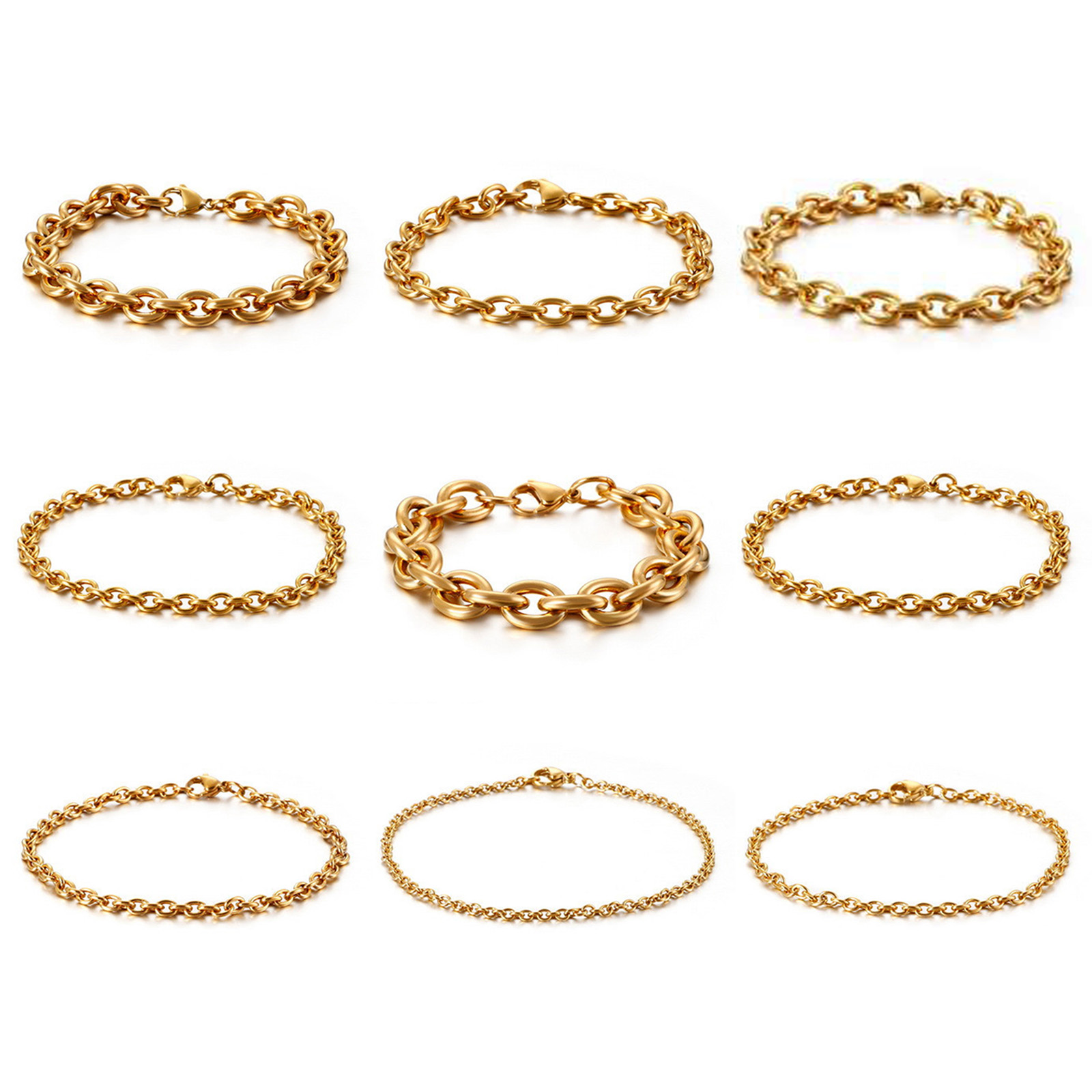 Bild von 304 Edelstahl Einfach Gliederkette Kette Armband Bunt 1 Strang