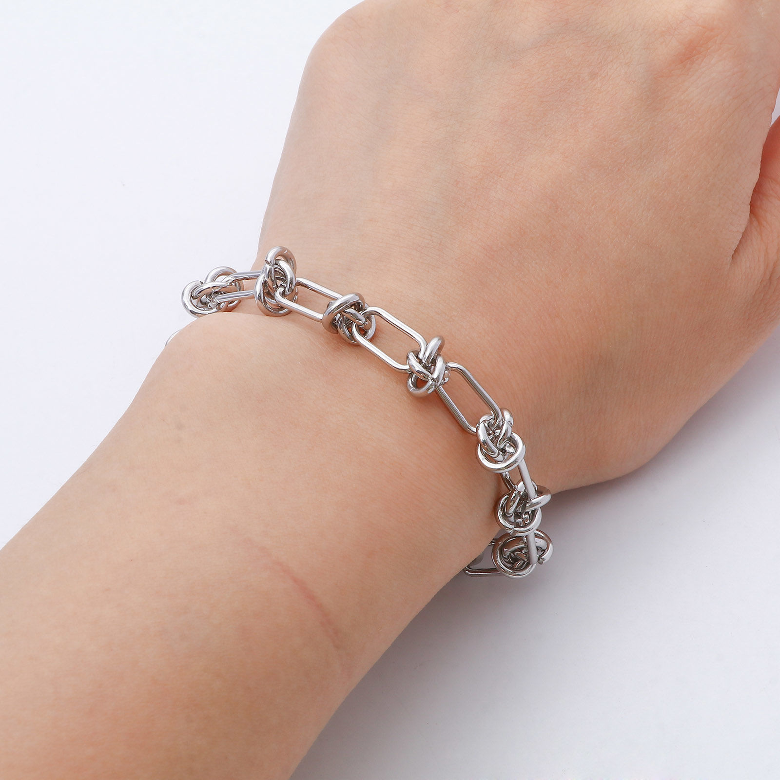 Picture of 304 Stainless Steel Link Chain Bracelets Silver Tone 19cm(7 4/8") long