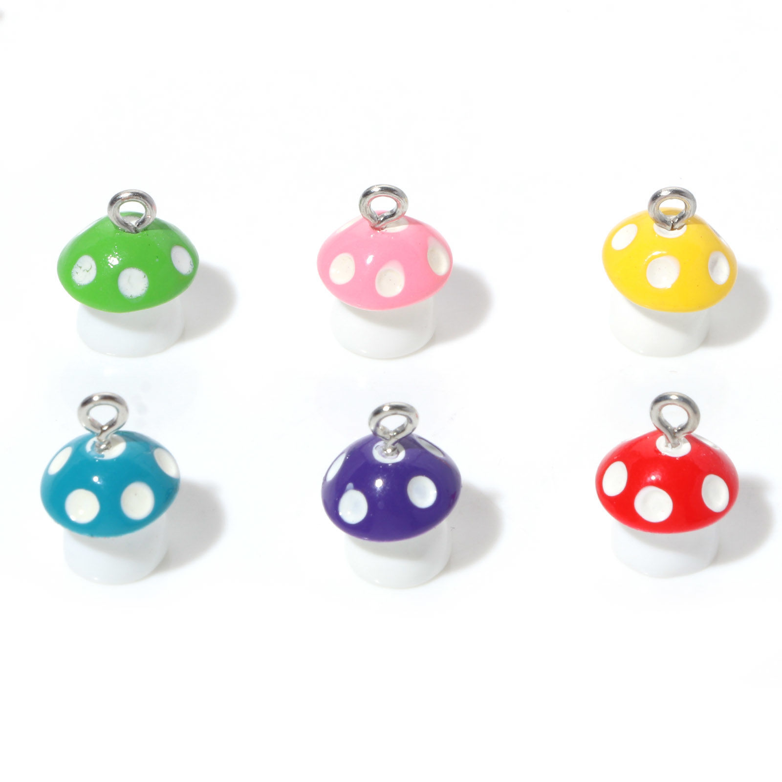 Immagine di Resina Charms Fungo 3D Tono Argento Multicolore 15mm x 12mm, 10 Pz