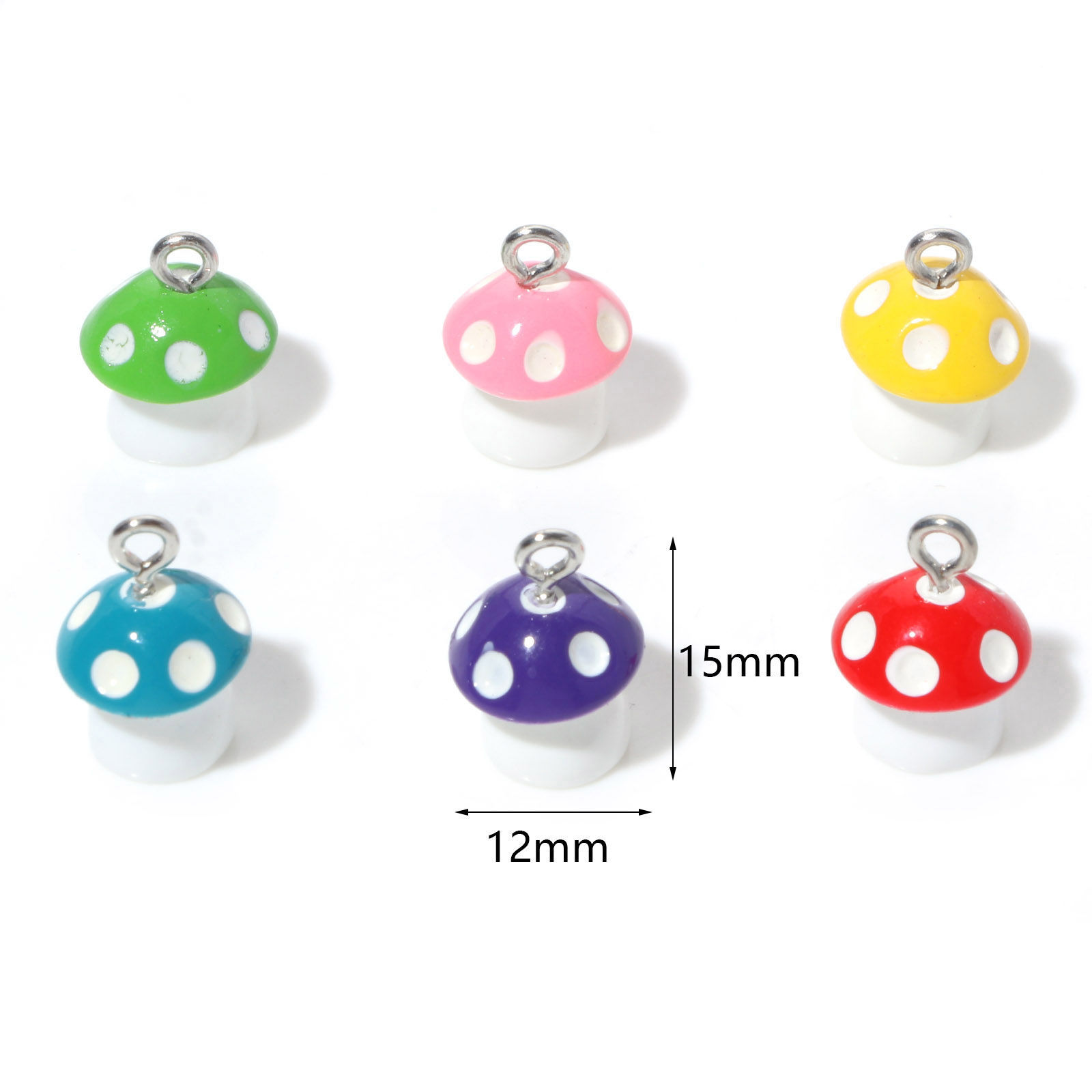 Immagine di Resina Charms Fungo 3D Tono Argento Multicolore 15mm x 12mm, 10 Pz