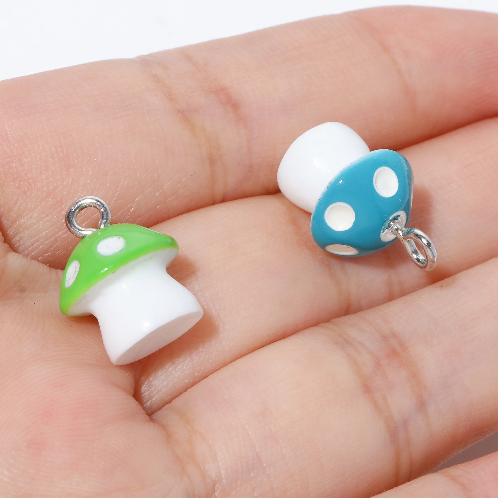 Immagine di Resina Charms Fungo 3D Tono Argento Multicolore 15mm x 12mm, 10 Pz