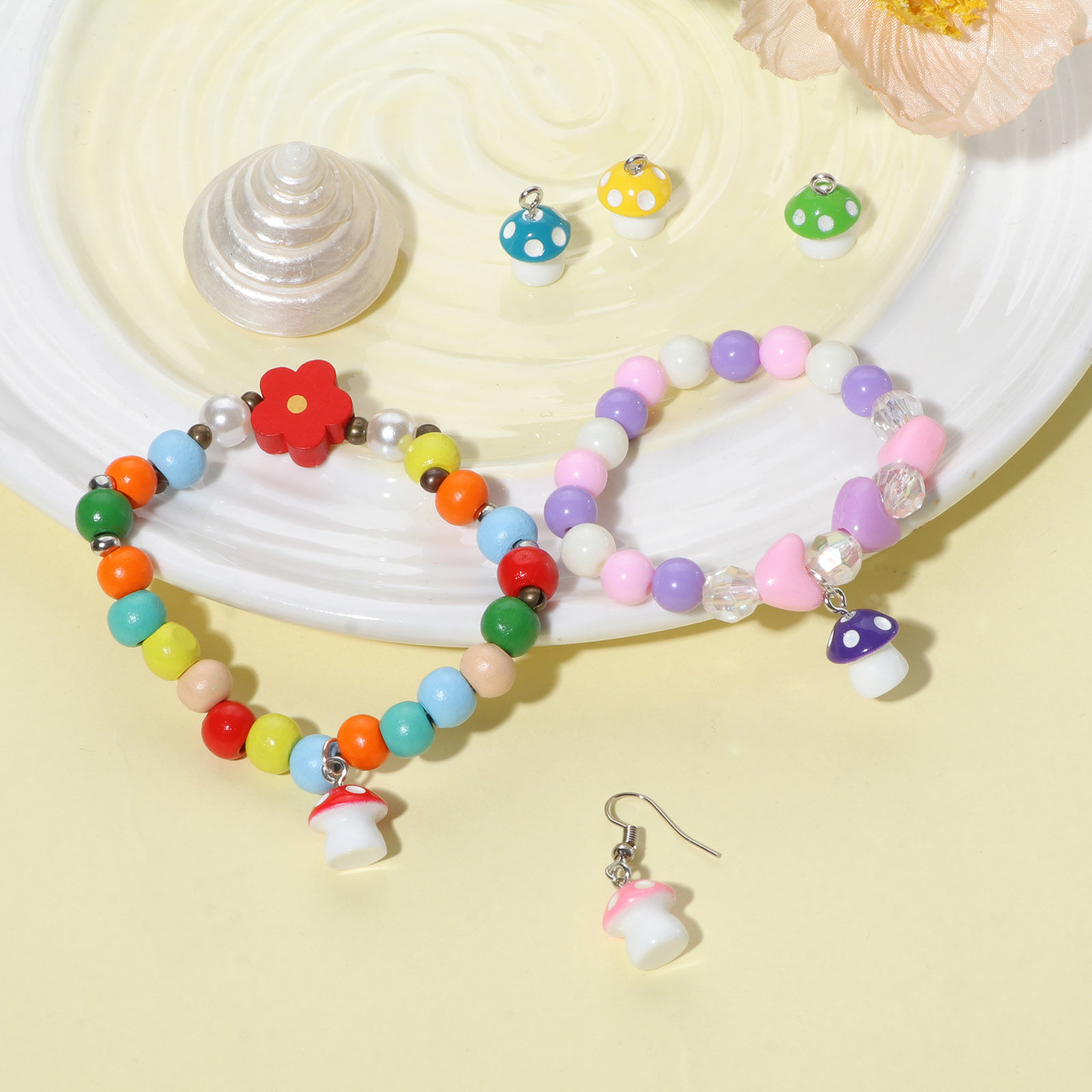 Immagine di Resina Charms Fungo 3D Tono Argento Multicolore 15mm x 12mm, 10 Pz