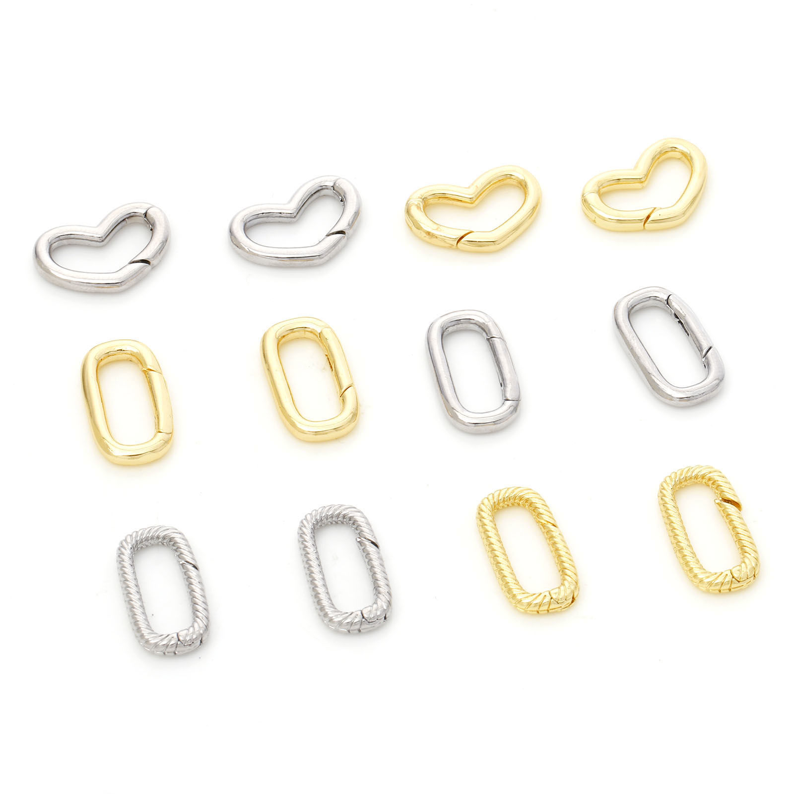 Picture of 2 PCs Eco-friendly Brass Bolt Spring Ring Clasps Geometric Real Gold Plated