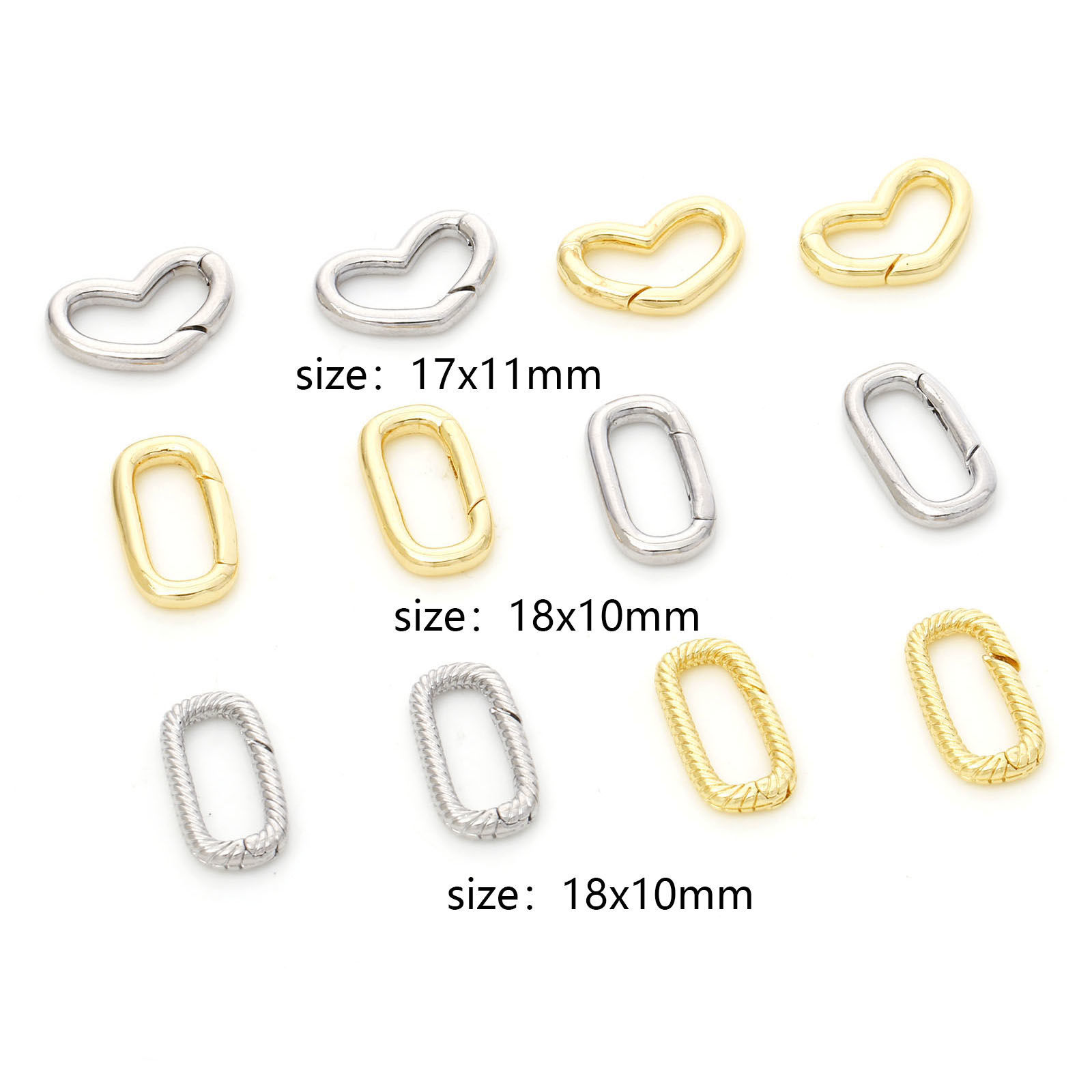Picture of 2 PCs Eco-friendly Brass Bolt Spring Ring Clasps Geometric Real Gold Plated