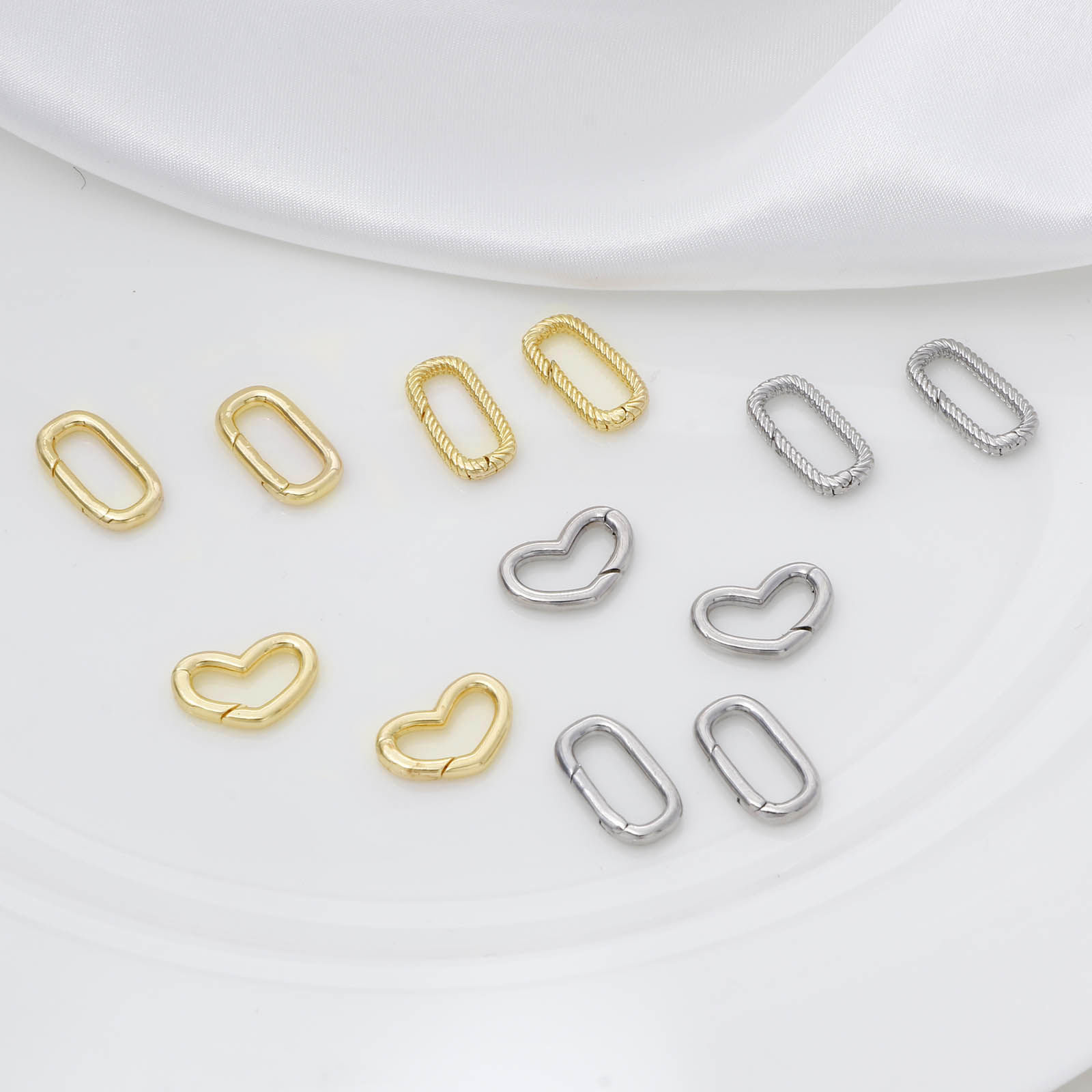 Picture of 2 PCs Eco-friendly Brass Bolt Spring Ring Clasps Geometric Real Gold Plated