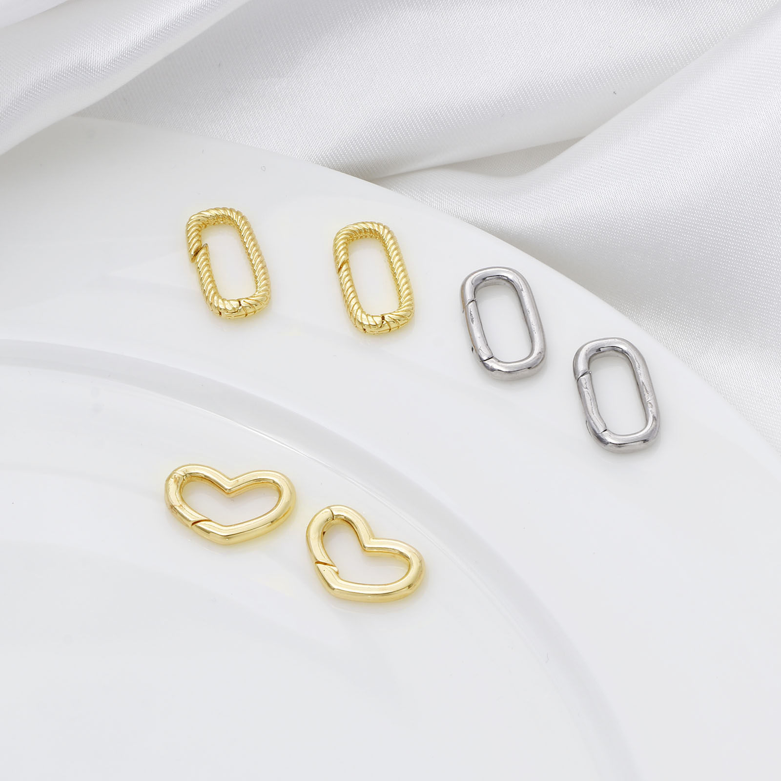 Picture of 2 PCs Eco-friendly Brass Bolt Spring Ring Clasps Geometric Real Gold Plated