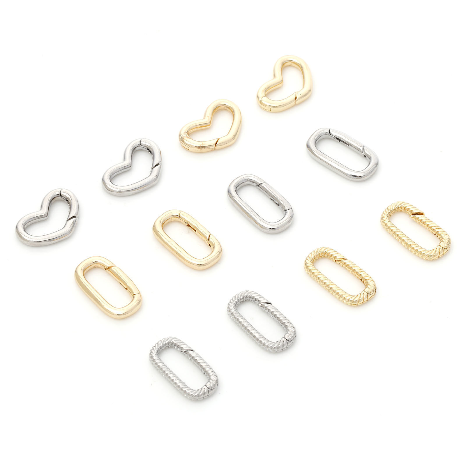 Picture of 2 PCs Eco-friendly Brass Bolt Spring Ring Clasps Geometric Real Gold Plated