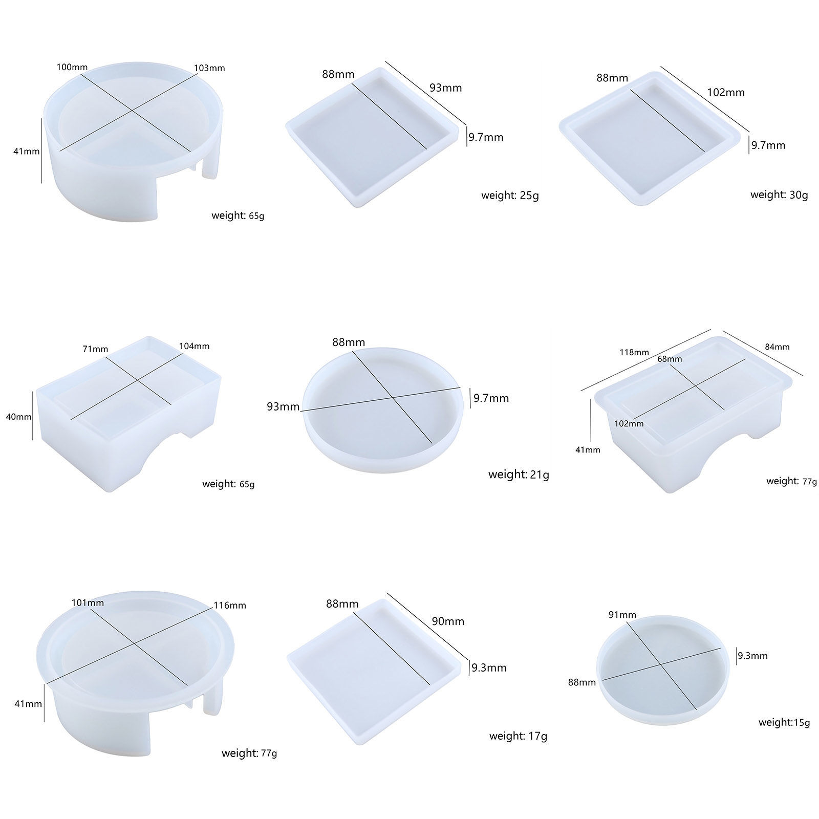 Picture of Silicone Resin Mold For Coaster DIY Making White