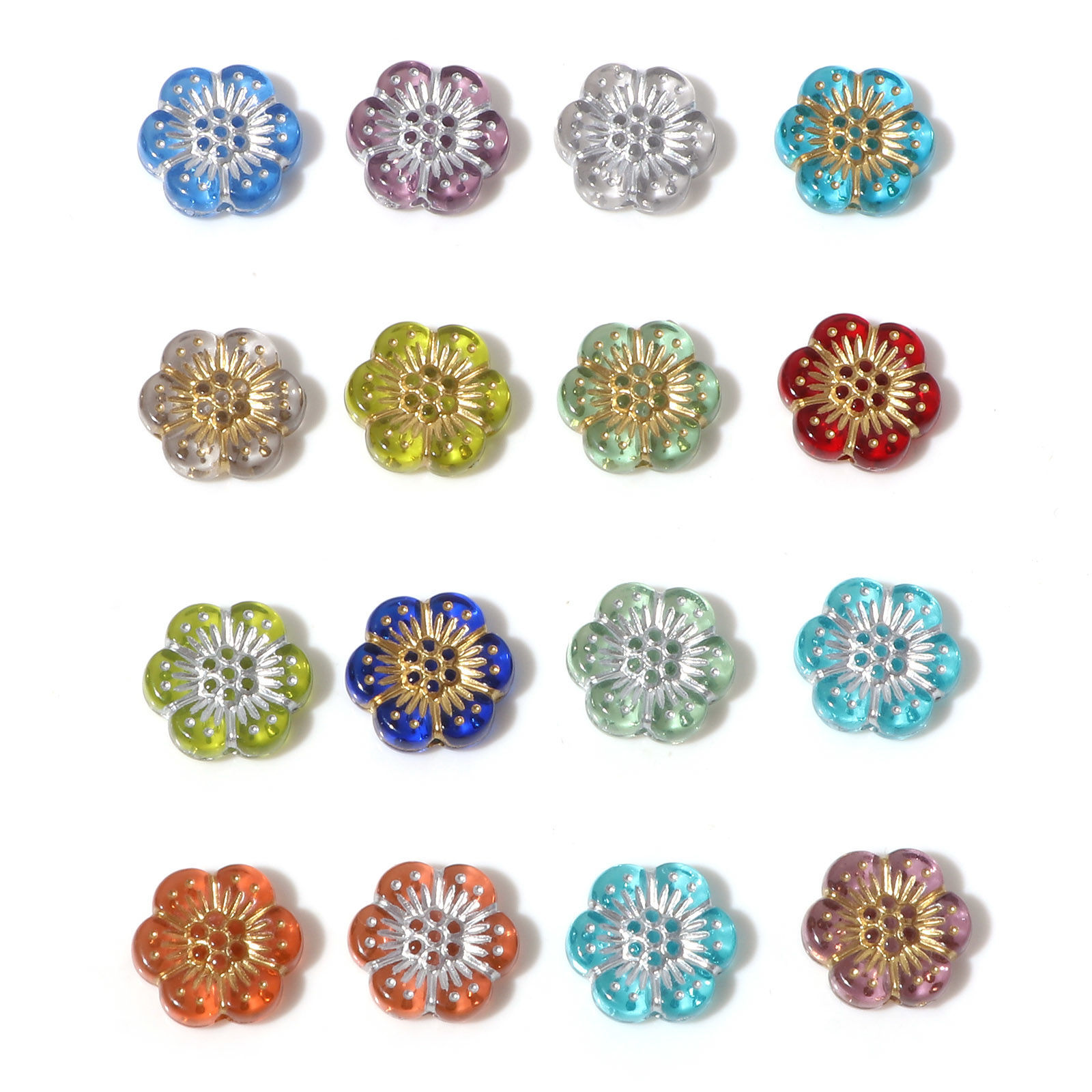 Picture of Acrylic Flora Collection Beads Multicolor Flower About 13mm x 12mm