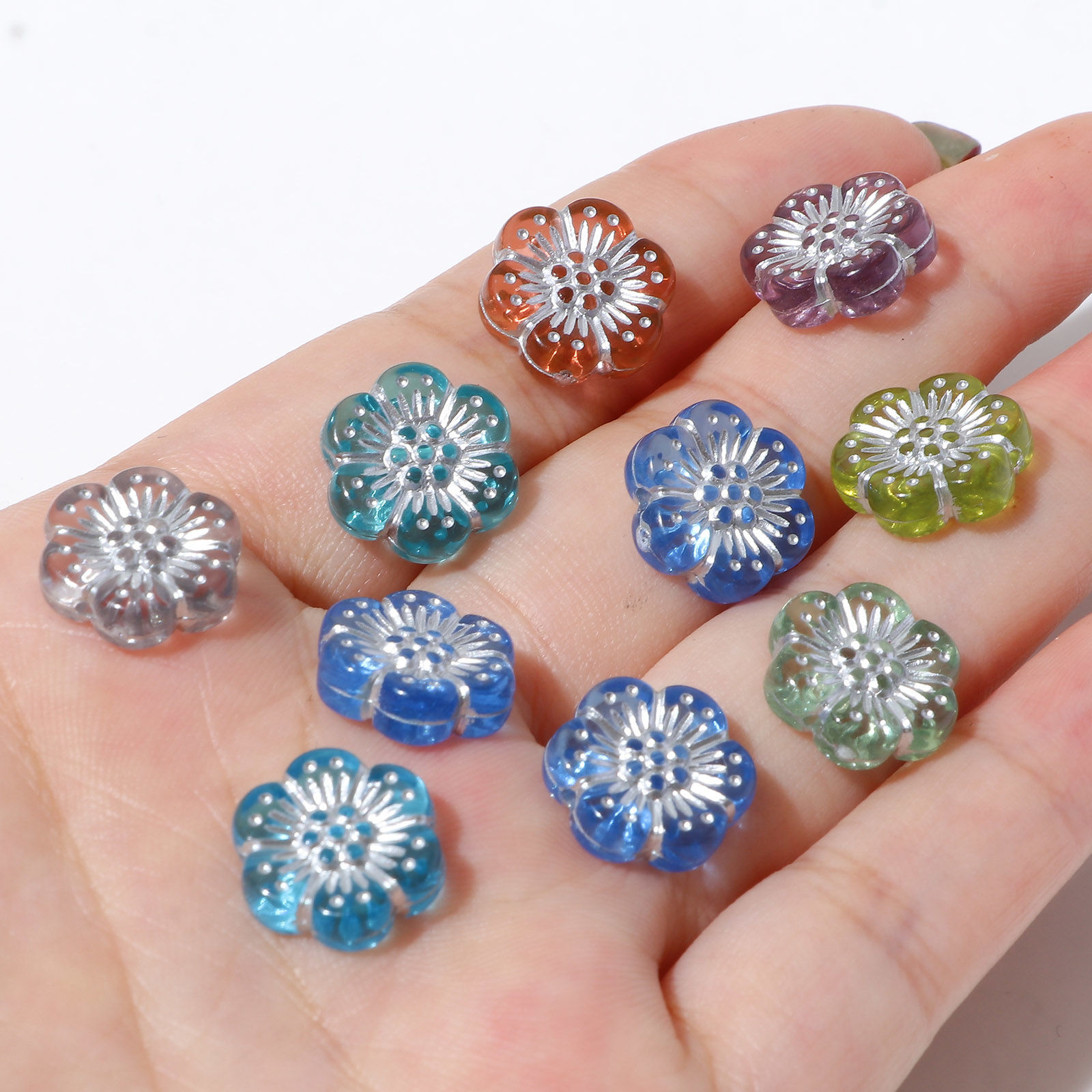 Picture of Acrylic Flora Collection Beads Multicolor Flower About 13mm x 12mm