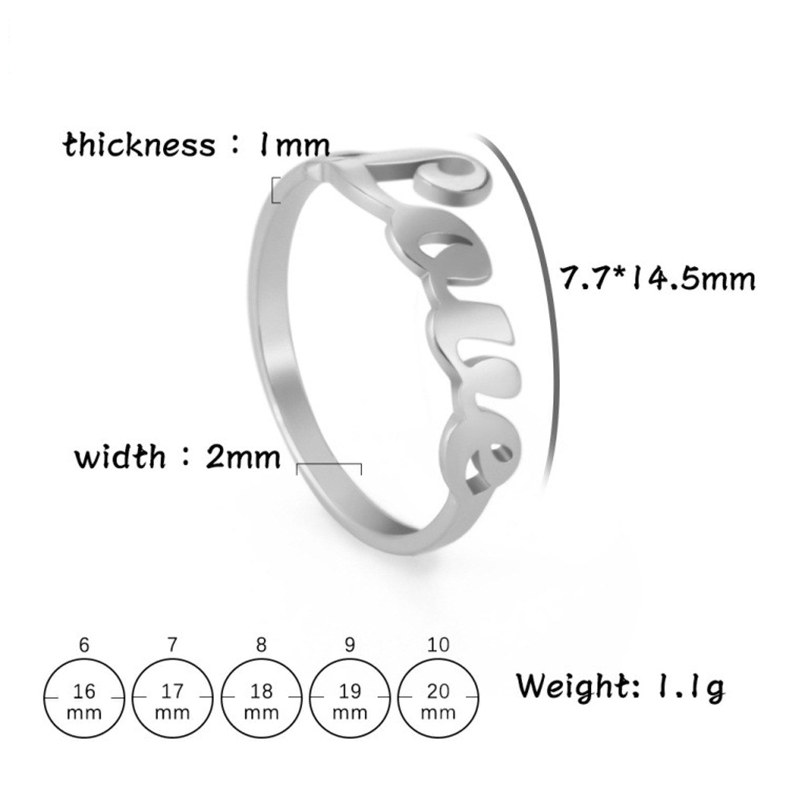 Picture of Titanium Steel Valentine's Day Unadjustable Rings Multicolor Round Message " LOVE "