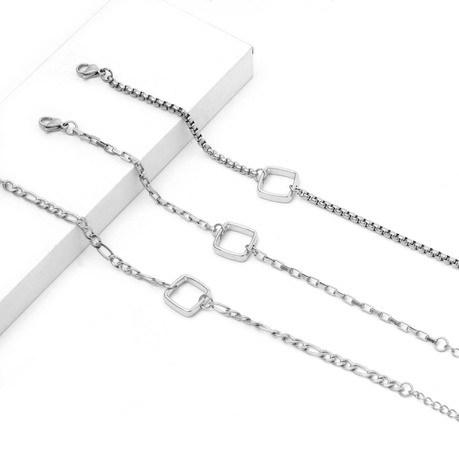 Bild von 304 Edelstahl Schmuckkette Kette Halbfertige Armbänder für die Herstellung von handgefertigtem Schmuck Silberfarbe 17cm lang, 1 Strang