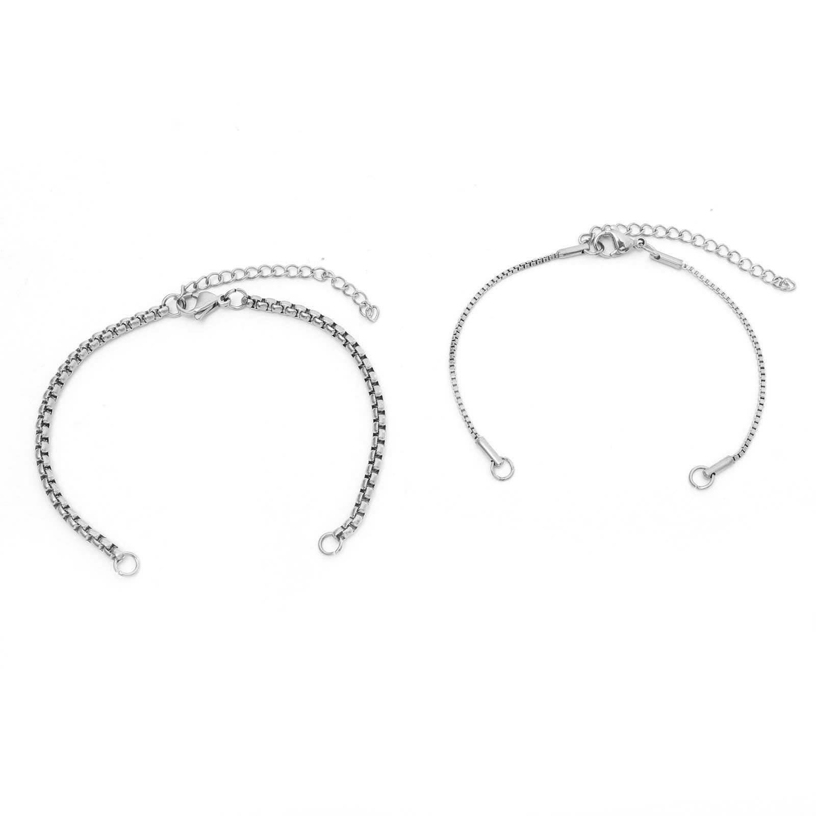 Bild von 304 Edelstahl Schmuckkette Kette Halbfertige Armbänder für die Herstellung von handgefertigtem Schmuck Silberfarbe 17cm lang, 1 Strang