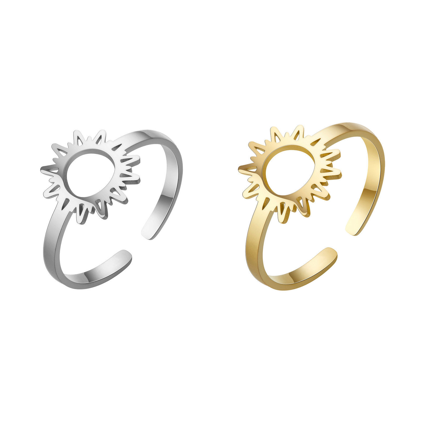 Image de Bagues Ouvert Ajoustable en Acier Titane Galaxie Multicolore Soleil Creux 17.3mm (Taille d'US: 7) , 1 Pièce