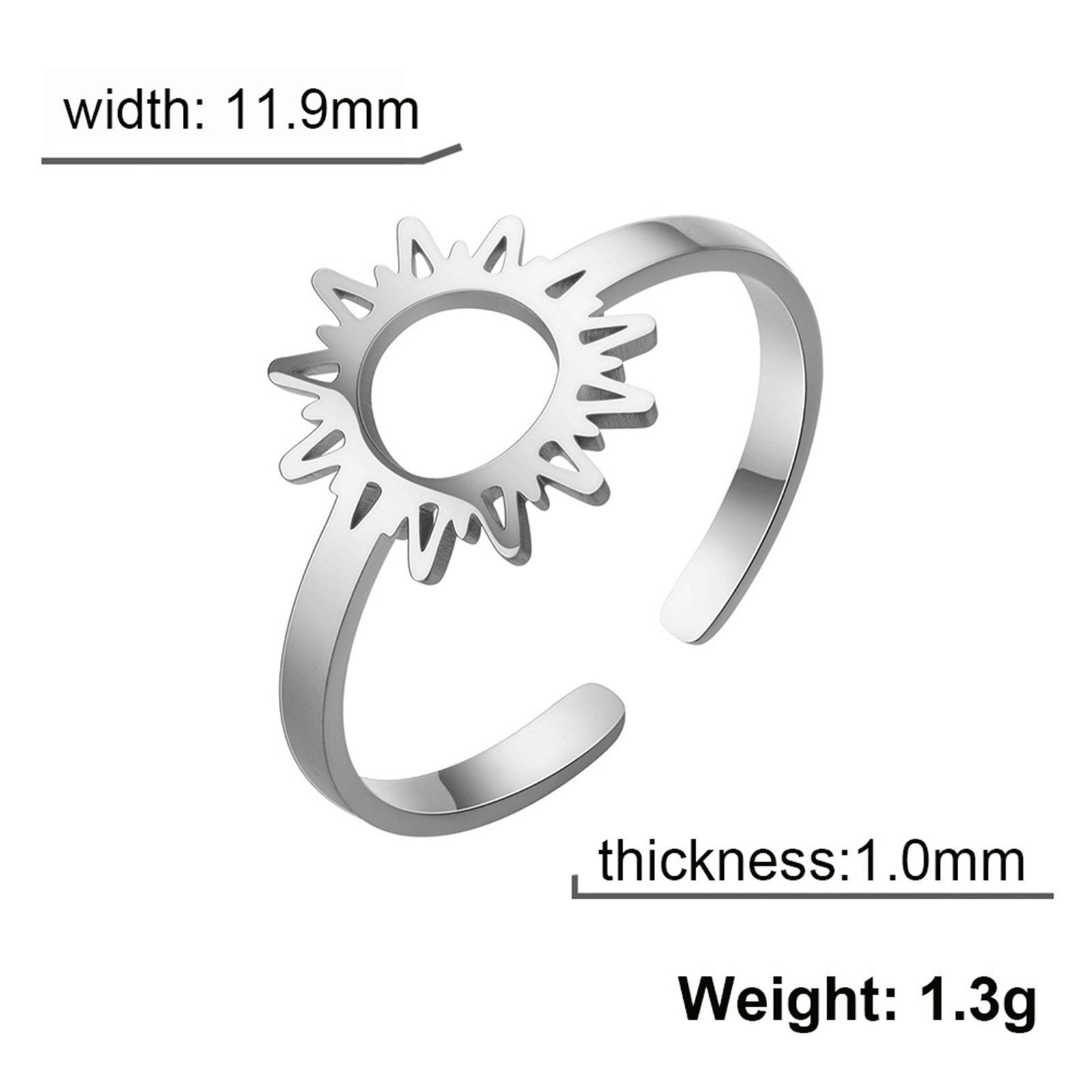 Image de Bagues Ouvert Ajoustable en Acier Titane Galaxie Multicolore Soleil Creux 17.3mm (Taille d'US: 7) , 1 Pièce