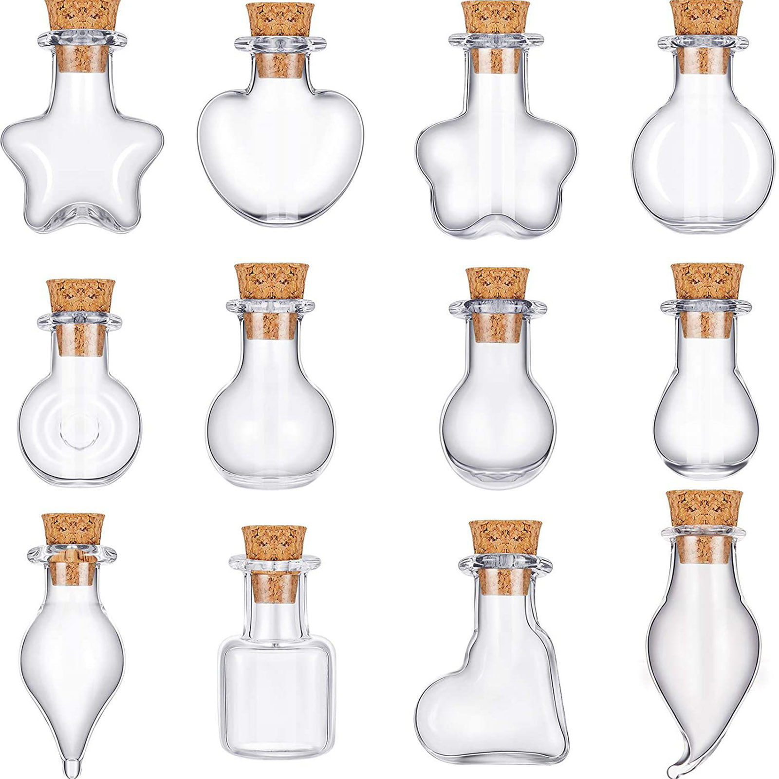 Bild von Glas & Natürliches Holz Mini Wunschflasche Fläschchen Für Ohrring Ring Halskette Transparent 10 Stück
