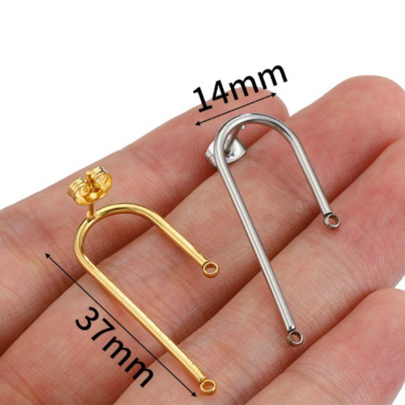 Imagen de 304 Acero Inoxidable Pendientes Forma de C Con Lazo 2 Unidades