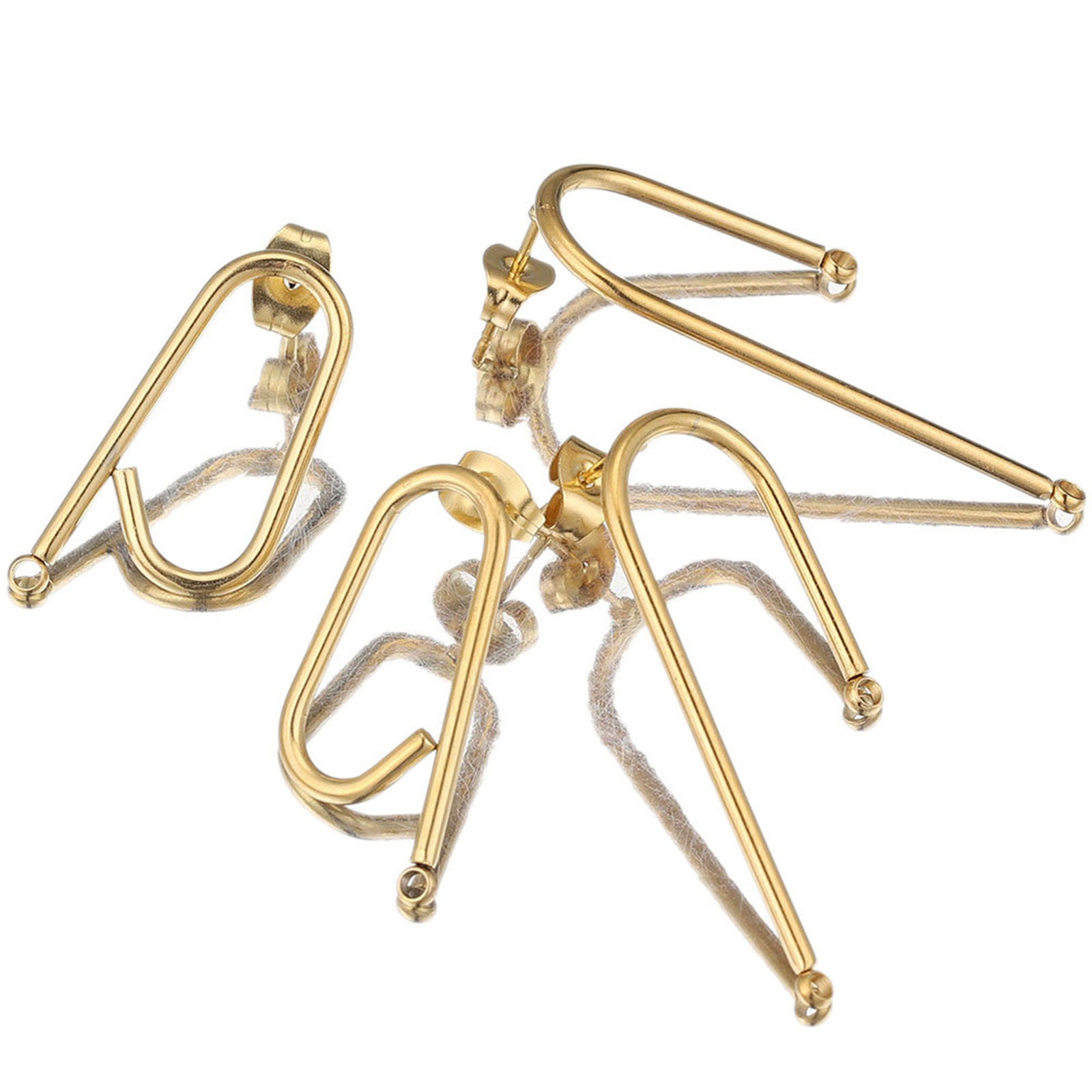 Imagen de 304 Acero Inoxidable Pendientes Forma de C Con Lazo 2 Unidades