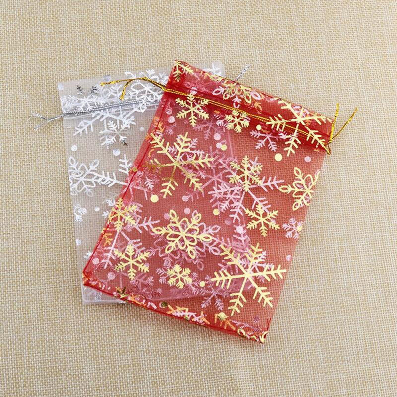Picture of Organza Christmas Jewelry Bags Multicolor Snowflake