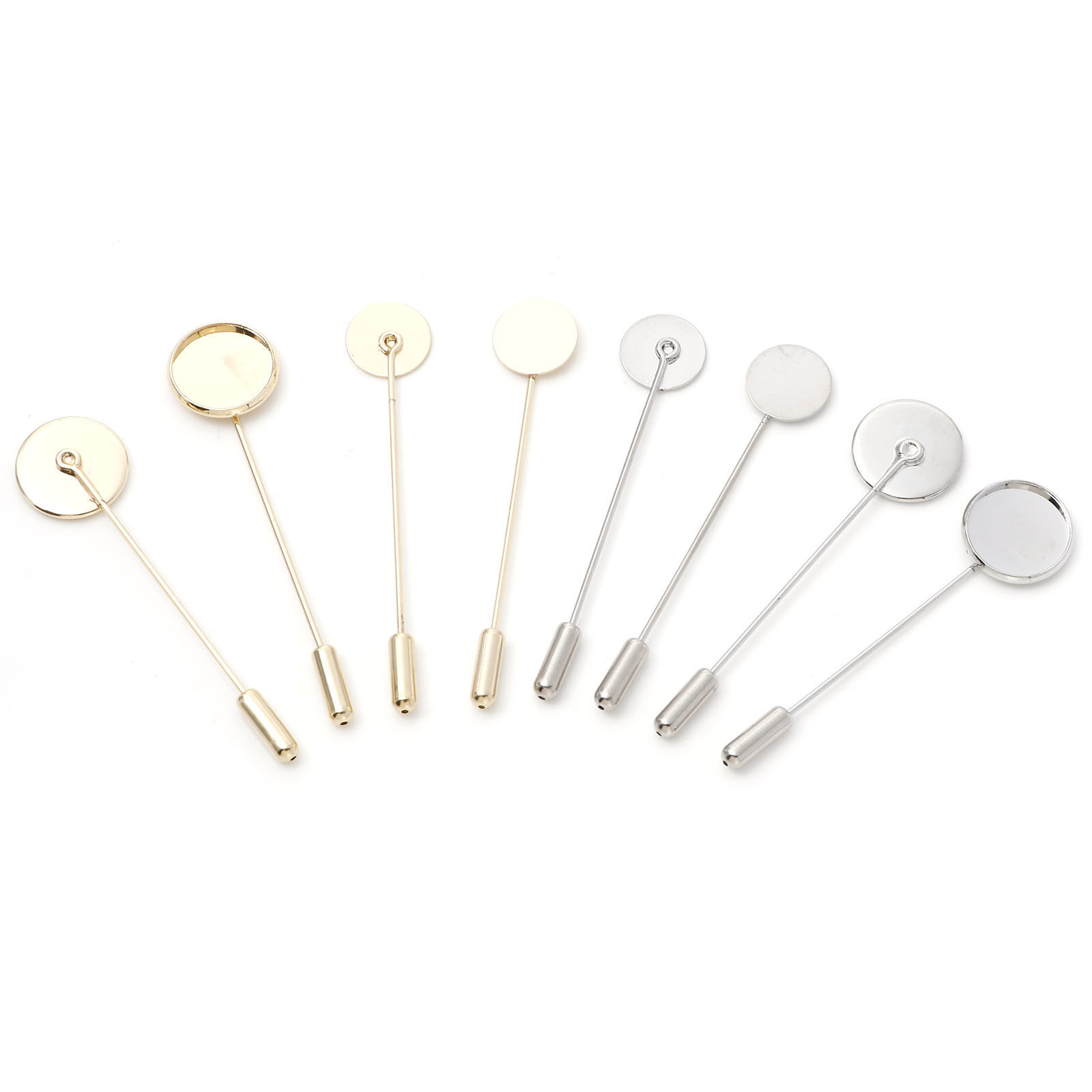 Picture of Brass Brooches Accessories Round Real Gold Plated Cabochon Settings