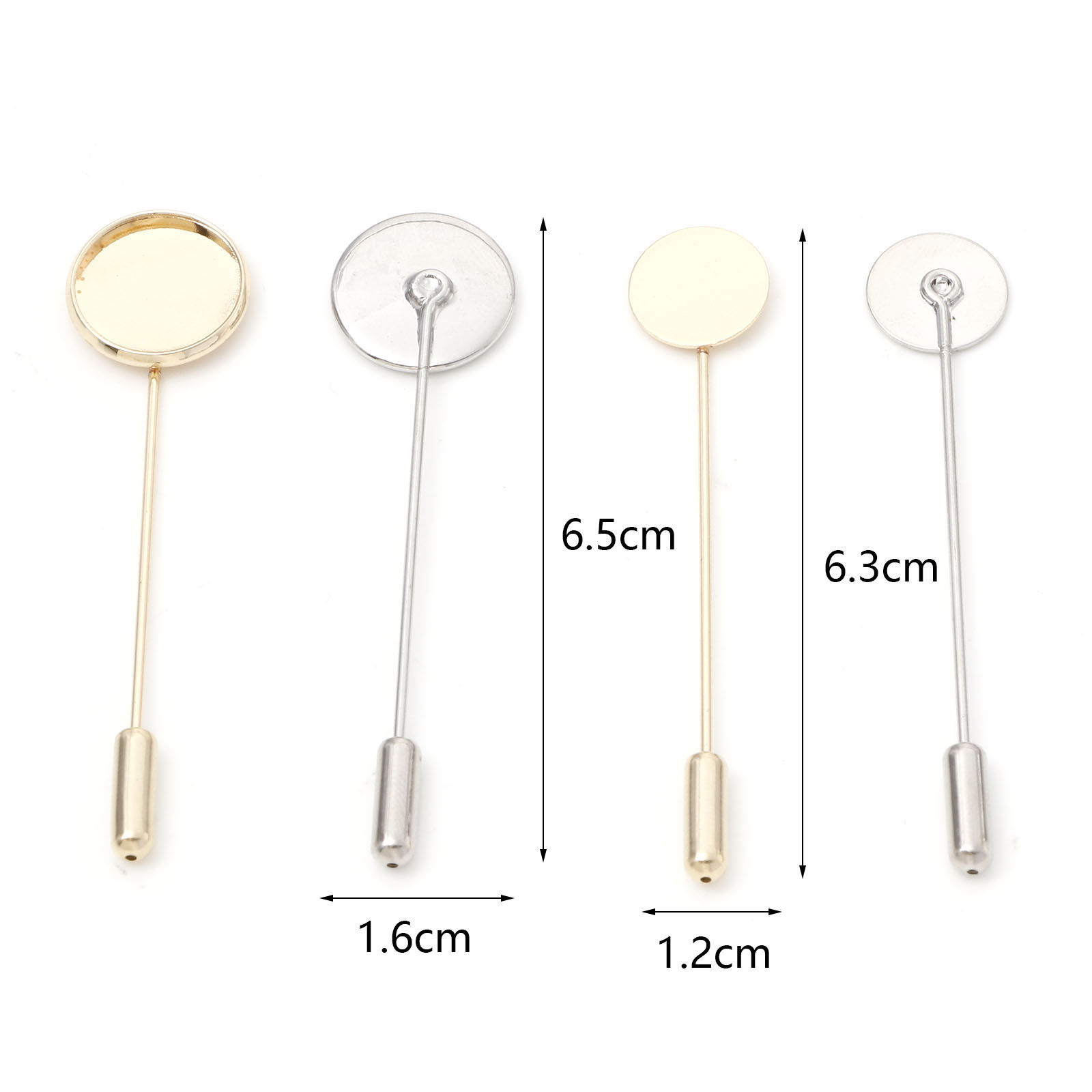 Picture of Brass Brooches Accessories Round Real Gold Plated Cabochon Settings