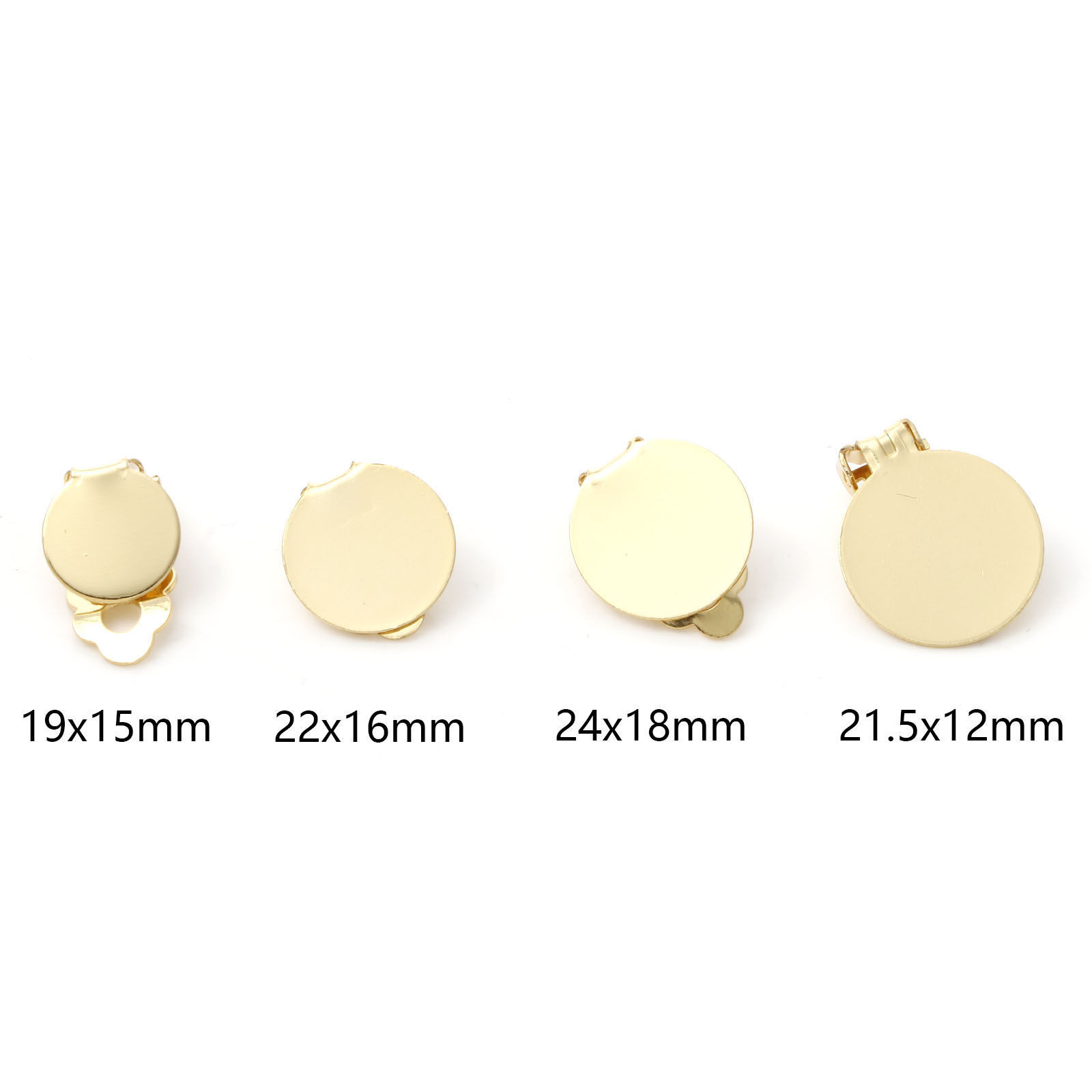 Picture of Brass Non Piercing Clip-on Earrings Real Gold Plated Round Glue On 19mm x 15mm