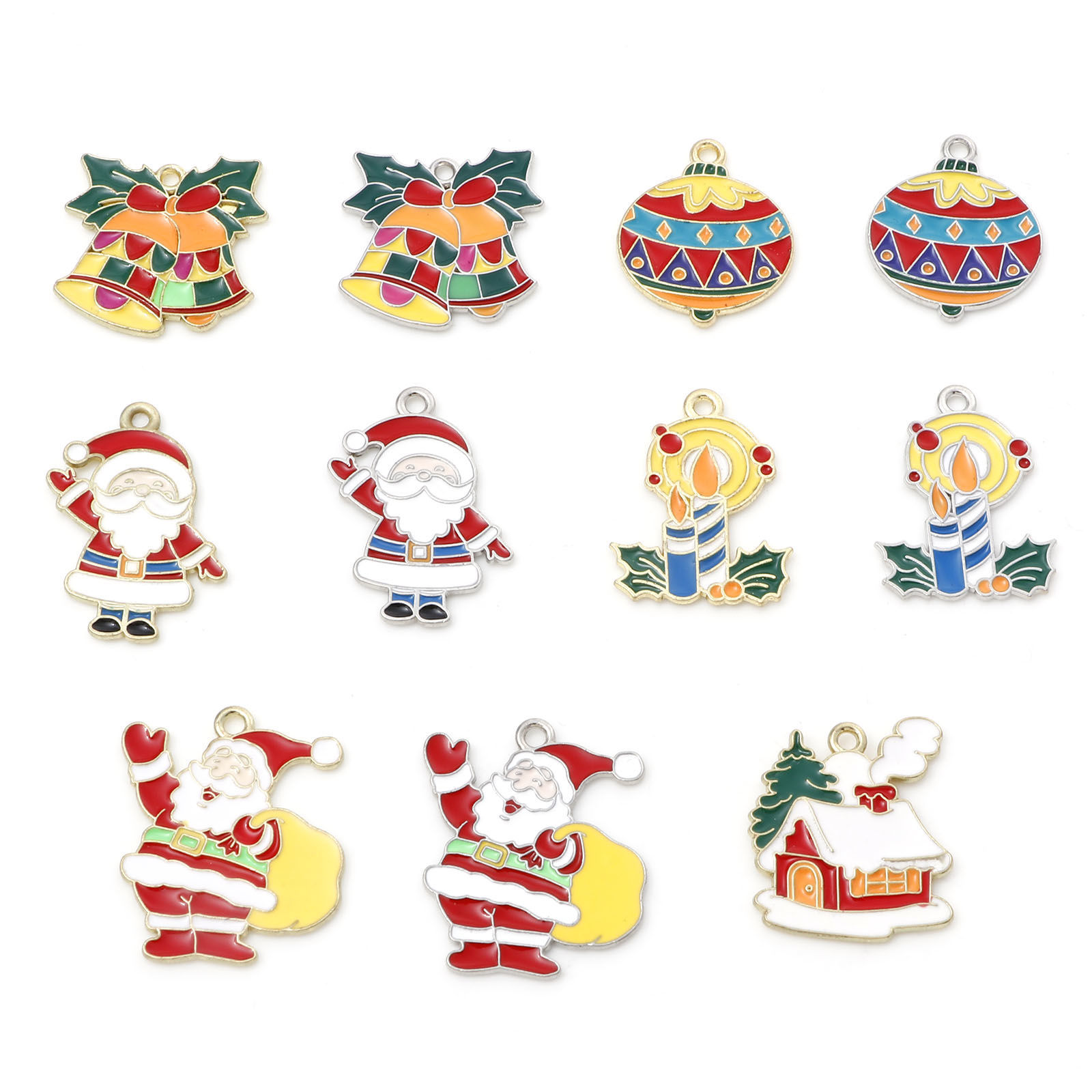 Picture of Zinc Based Alloy Christmas Charms Multicolor Enamel