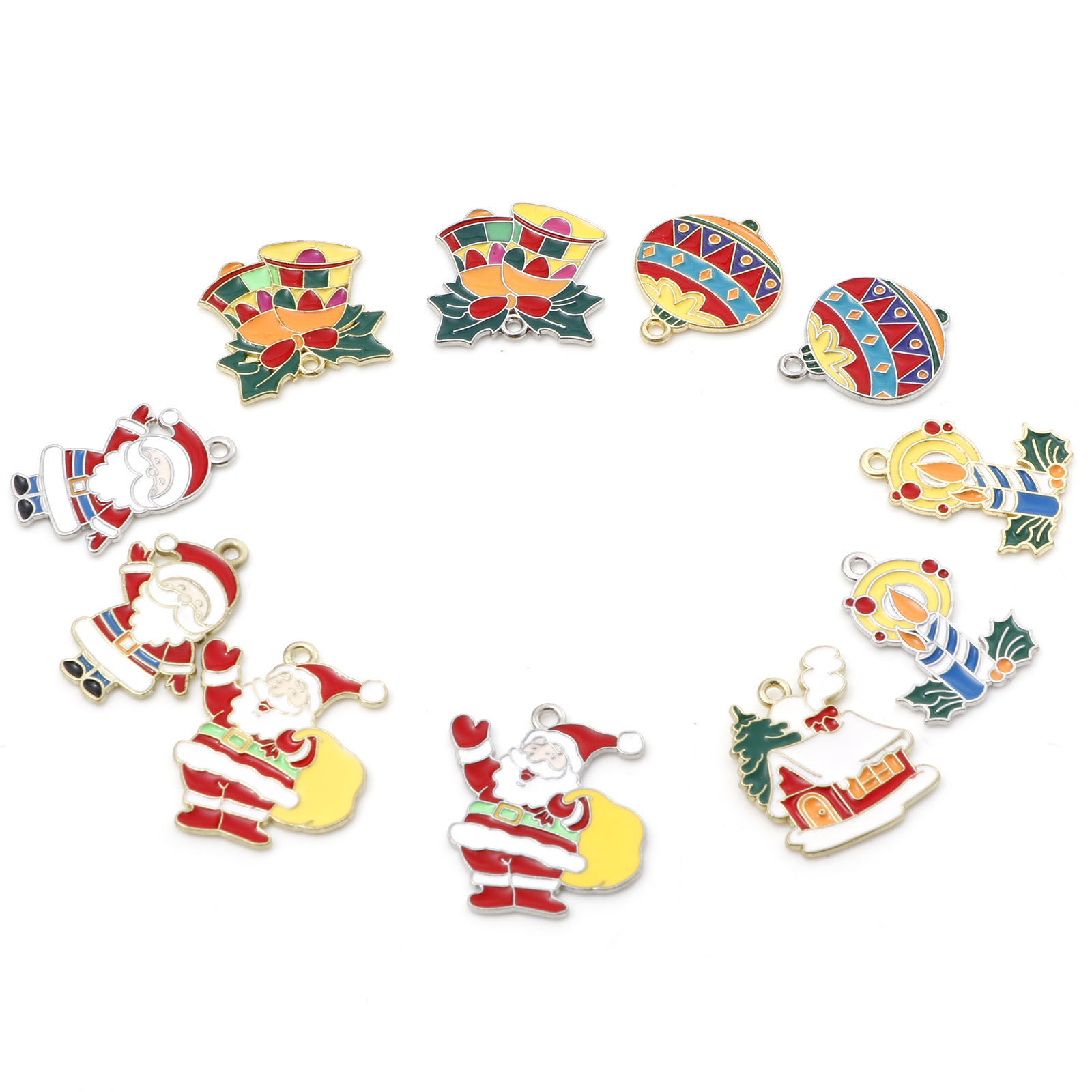 Picture of Zinc Based Alloy Christmas Charms Multicolor Enamel