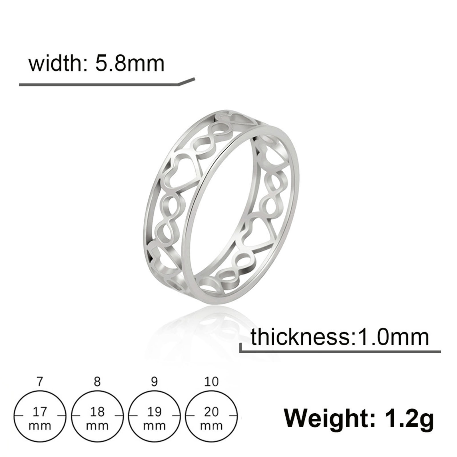 Image de Bagues Non Ajustable en 304 Acier Inoxydable La Saint Valentin Multicolore Symbole"Infini" Cœur Creux 1 Pièce