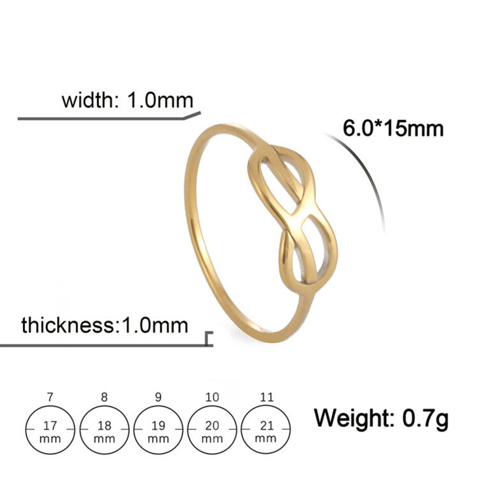 Imagen de 304 Acero Inoxidable Elegante No Ajustable Anillos Multicolor Ronda Símbolo del infinito Hueco 1 Unidad