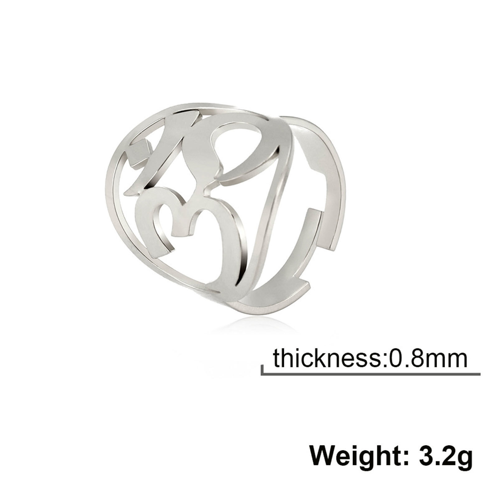 Picture of 304 Stainless Steel Religious Open Rings Multicolor Stamp Seal OM/ Aum Symbol Hollow 17.3mm(US Size 7)