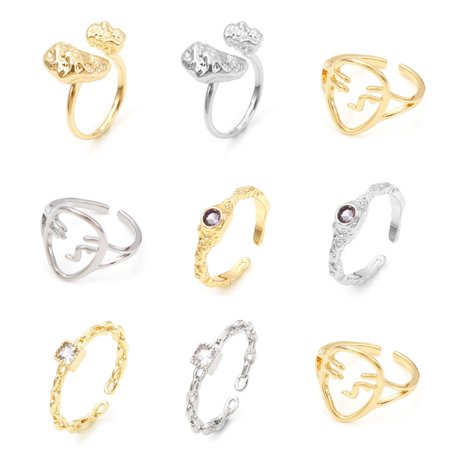 Picture of Copper Open Adjustable Rings Multicolor Face