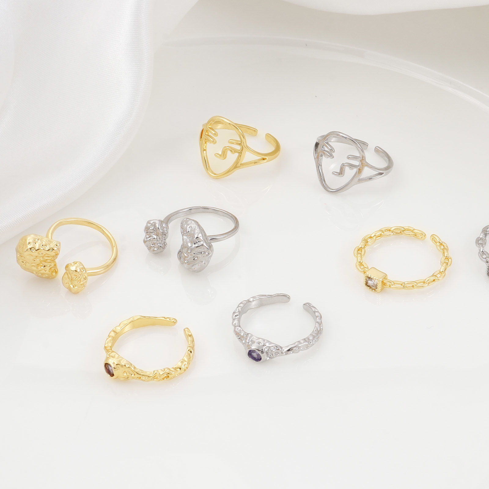 Picture of Copper Open Adjustable Rings Multicolor Face