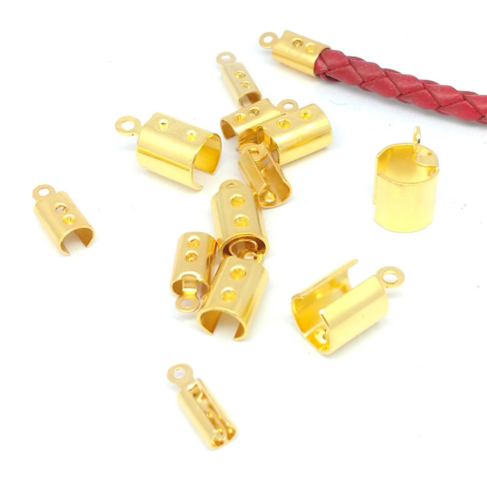 Imagen de 304 Acero Inoxidable Tapa Final Cilíndrico Chapado en Oro 100 Unidades