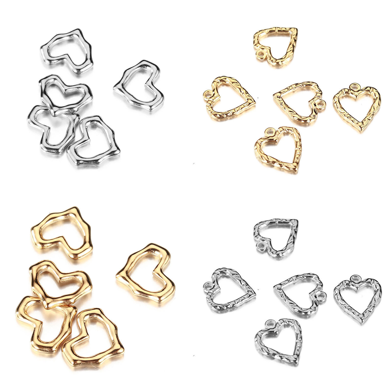 Picture of 304 Stainless Steel Valentine's Day Charms Multicolor Heart Hollow