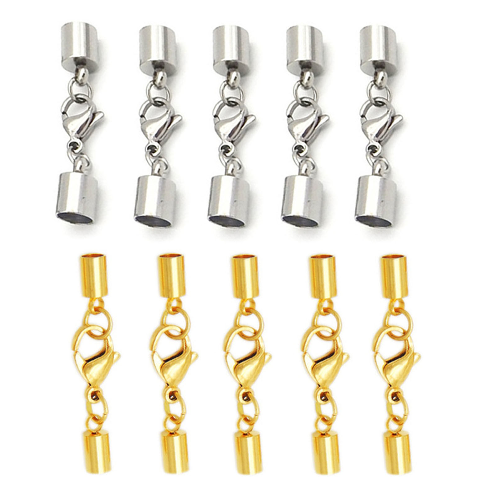 Picture of 304 Stainless Steel Cord End Caps Cylinder Multicolor With Lobster Claw Clasp