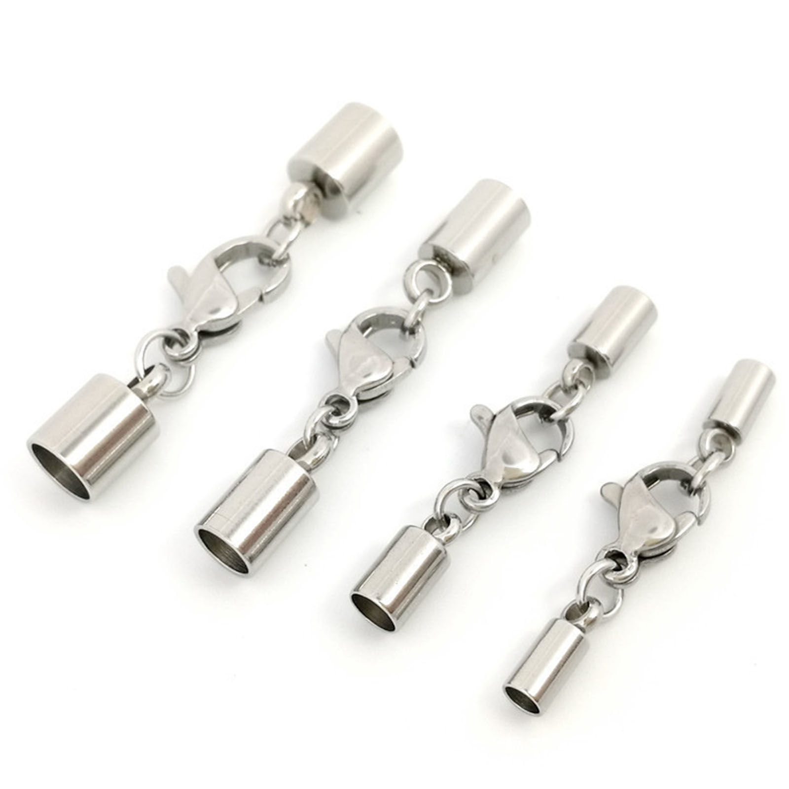 Picture of 304 Stainless Steel Cord End Caps Cylinder Multicolor With Lobster Claw Clasp