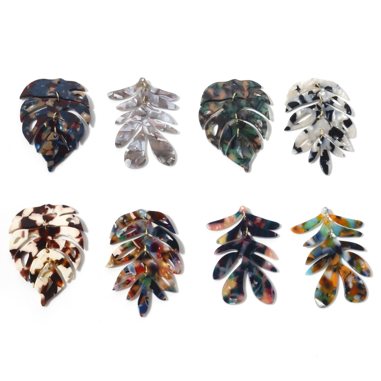 Immagine di Acrilato Serie di Acido Acetico Ciondoli Foglia Multicolore Foglia di Monstera Disegno 2 Pz