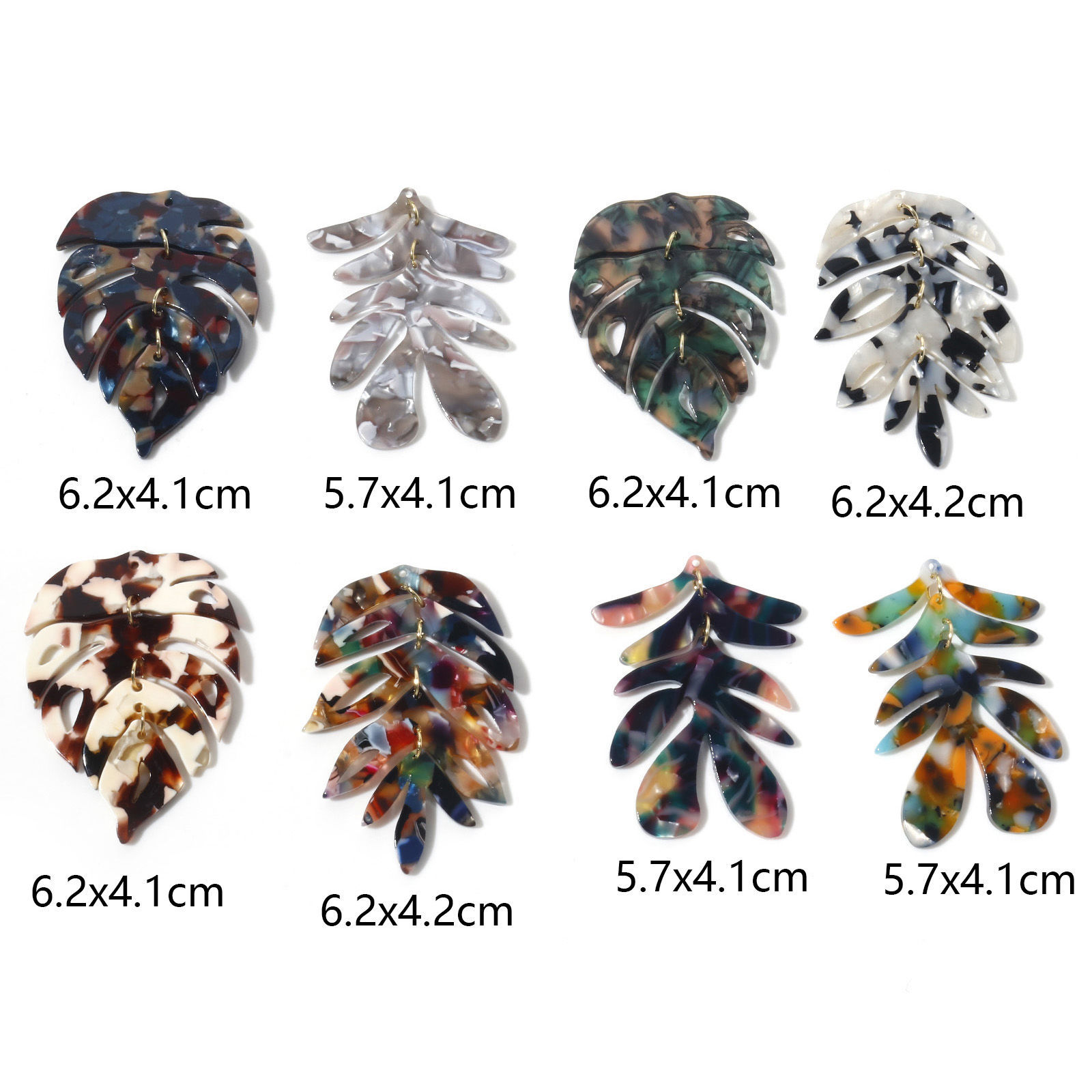 Immagine di Acrilato Serie di Acido Acetico Ciondoli Foglia Multicolore Foglia di Monstera Disegno 2 Pz