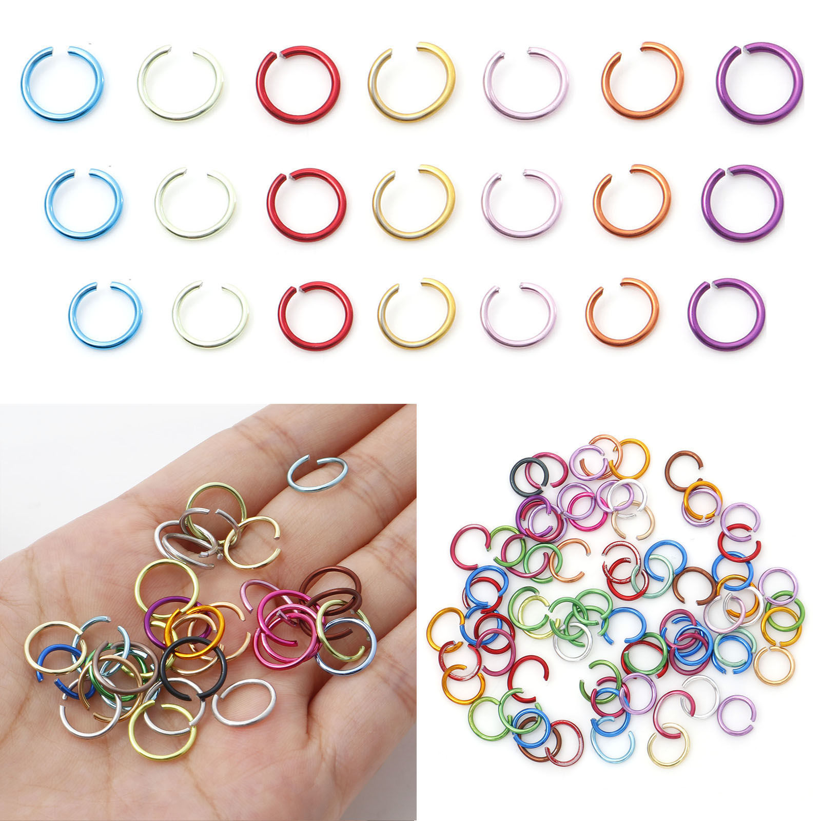 Imagen de 300 Unidades 10mm Diámetro, 1mm(18 gauge) Aluminio Abierto Argollas Multicolor Ronda