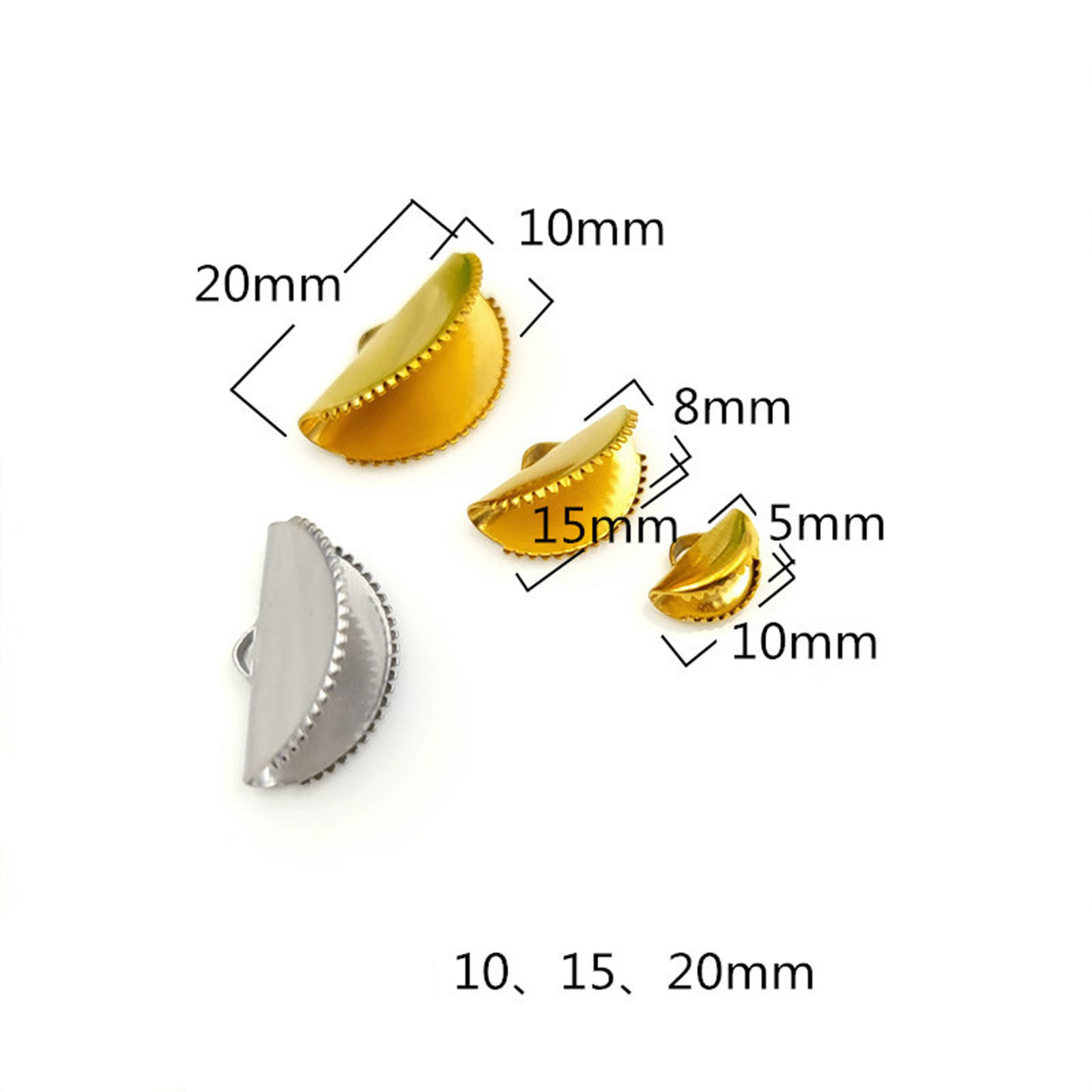 Imagen de 304 Acero Inoxidable Cinta Crimp final En forma de abanico Multicolor 10 Unidades