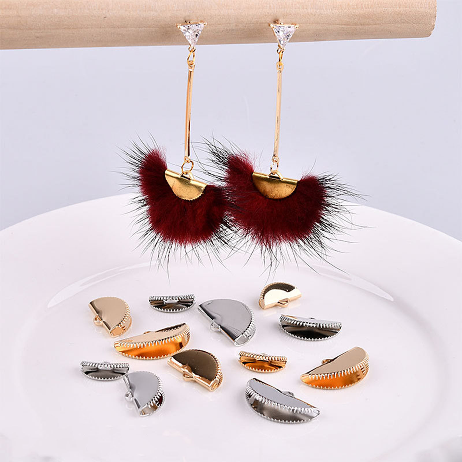 Imagen de 304 Acero Inoxidable Cinta Crimp final En forma de abanico Multicolor 10 Unidades