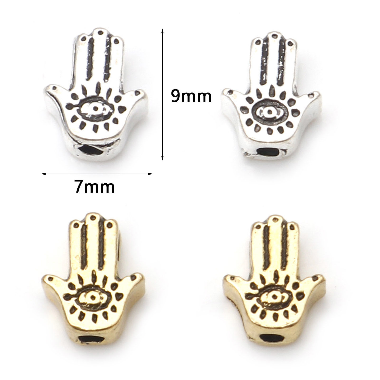 Imagen de Zamak Religión Cuentas Multicolor Palma Ojo Aprox 9mm x 7mm, Agujero: Aprox 1.4mm, 20 Unidades