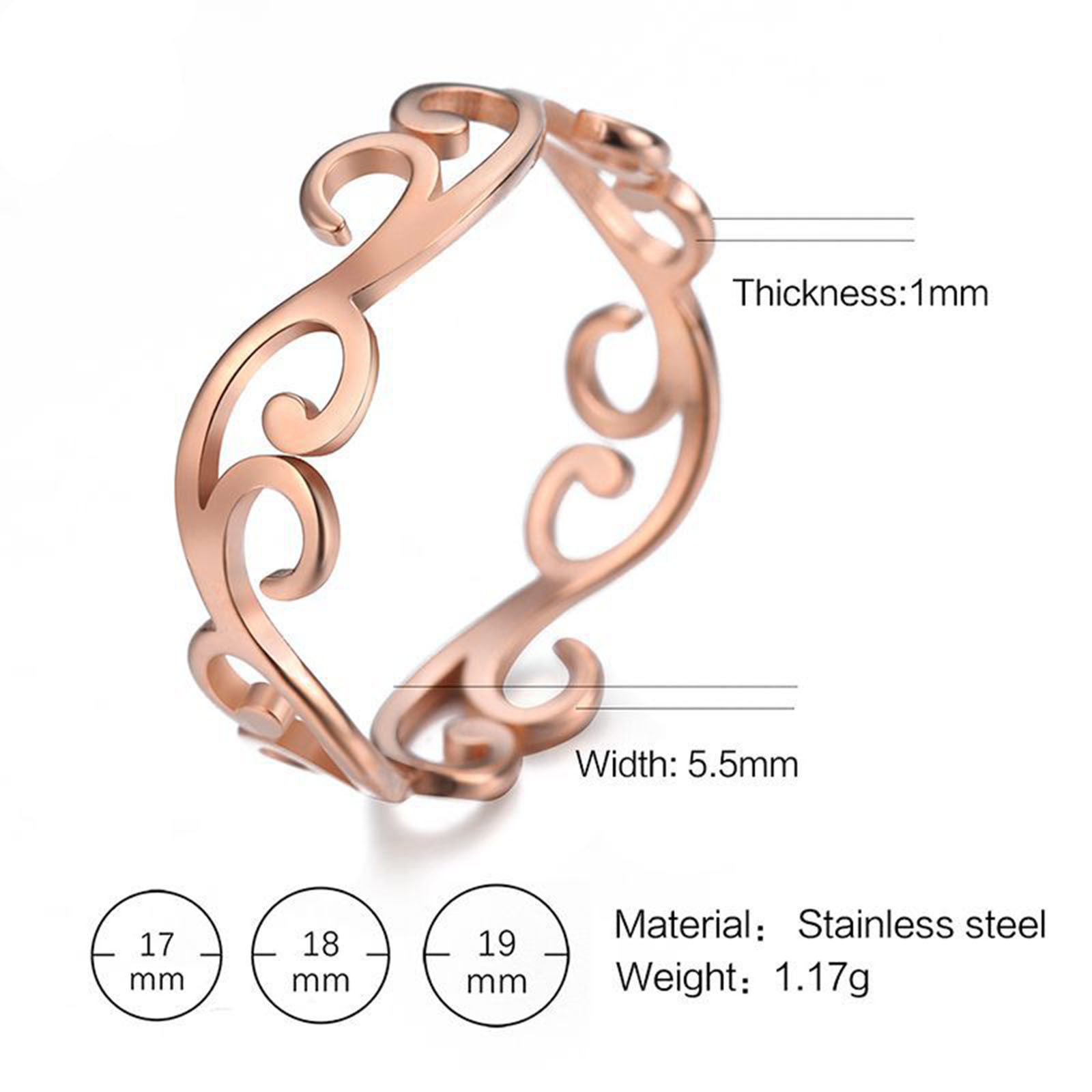 Picture of 304 Stainless Steel Unadjustable Rings Multicolor Vine Hollow
