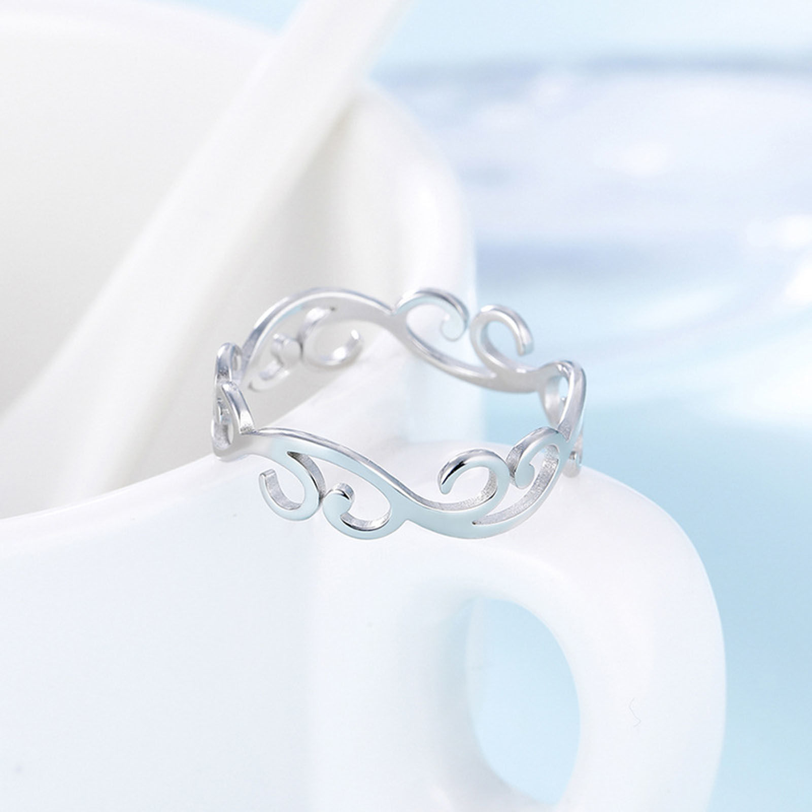 Picture of 304 Stainless Steel Unadjustable Rings Multicolor Vine Hollow