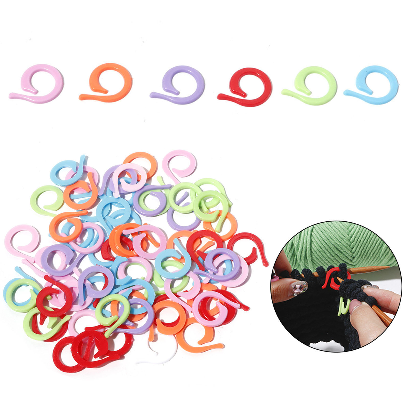 Picture of Plastic Knitting Stitch Markers Spiral At Random Color