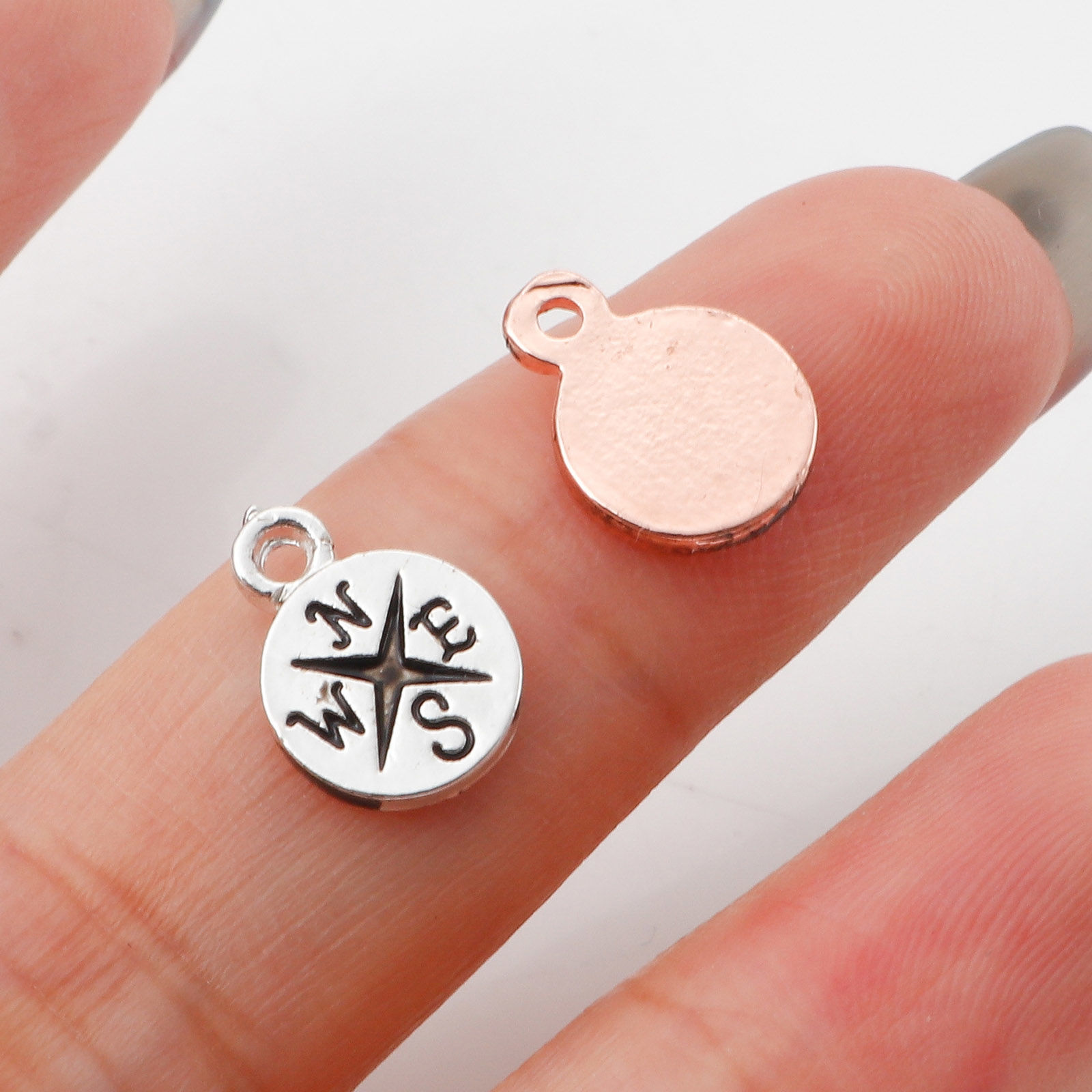 Picture of Zinc Based Alloy Travel Charms Multicolor Round Disc Compass 11.5mm x 8mm