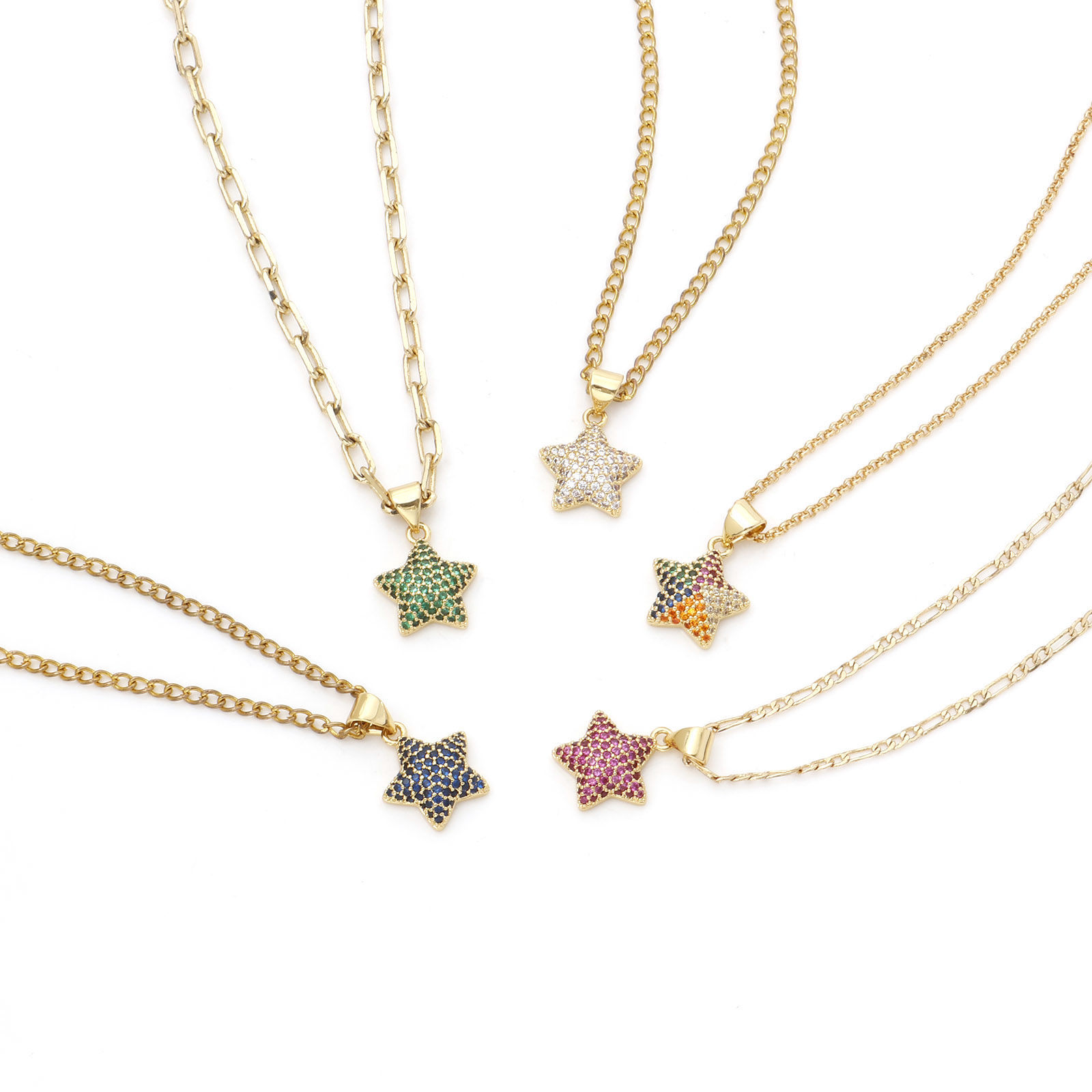 Image de 1 Pièce Pendentif Breloque Galaxie en Laiton Etoile Doré Micro Pave à Zircone Cubique Multicolore 19mm x 13mm