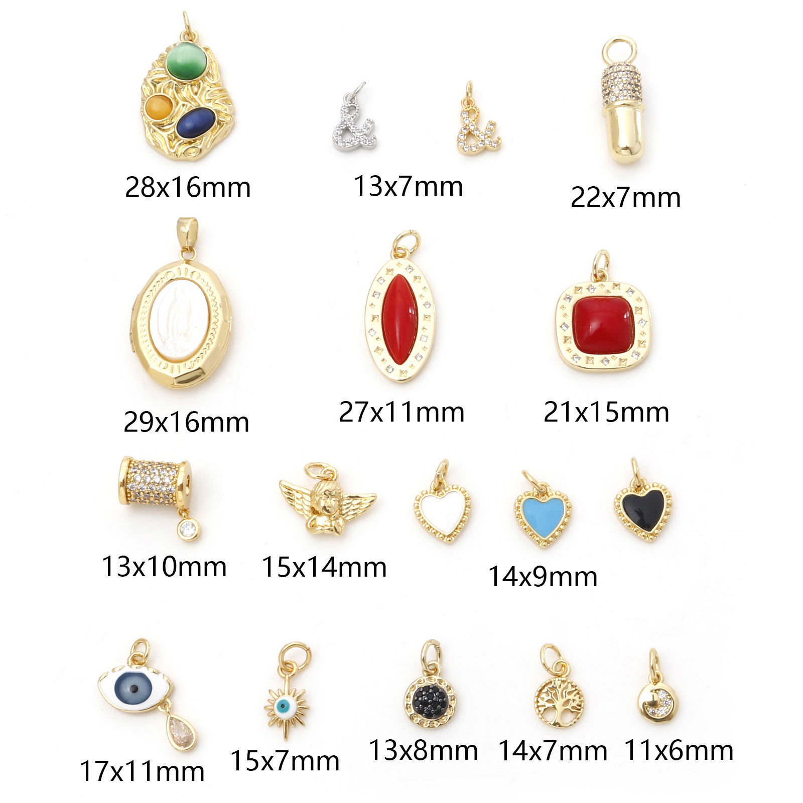 Picture of Brass Charms Gold Plated Multicolor Geometric Angel